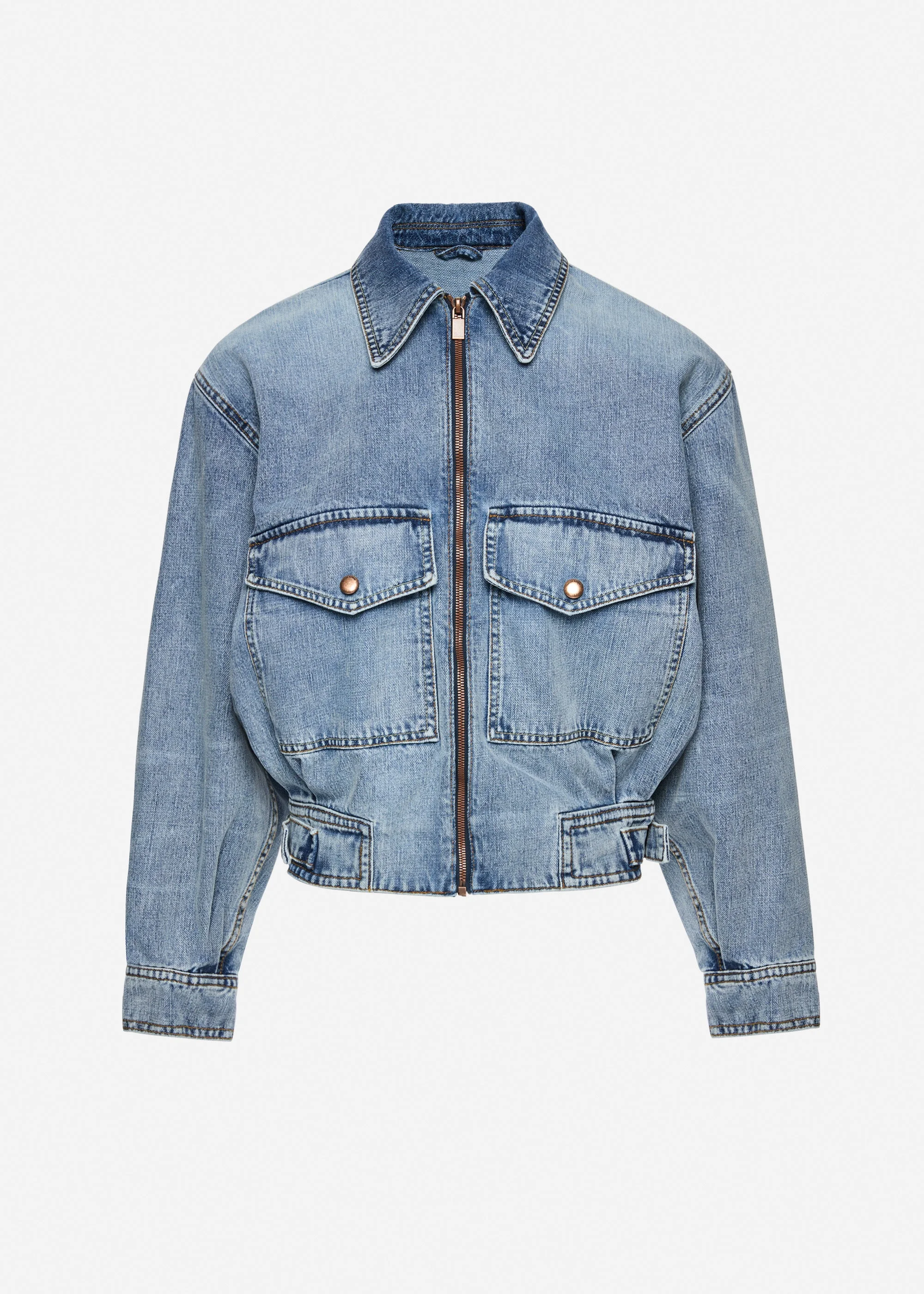 Denim jacket with front pockets in dark blue - 1