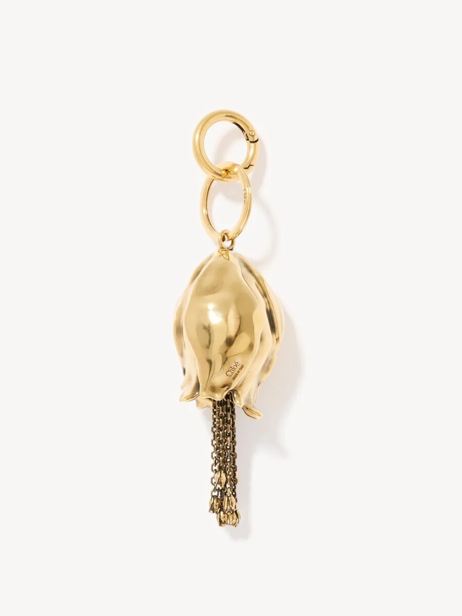 CHLOÉ SYMBOLS TULIP & MINI TULIPS KEY RING BAG CHARM IN BRASS - 1