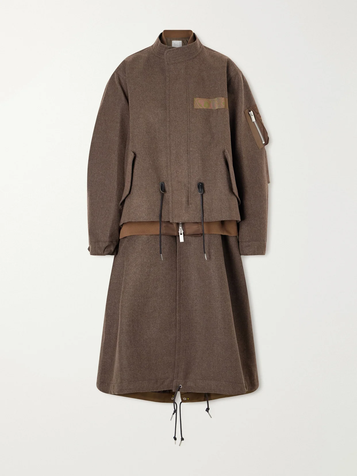 Shell-trimmed Wool-flannel Coat - 1