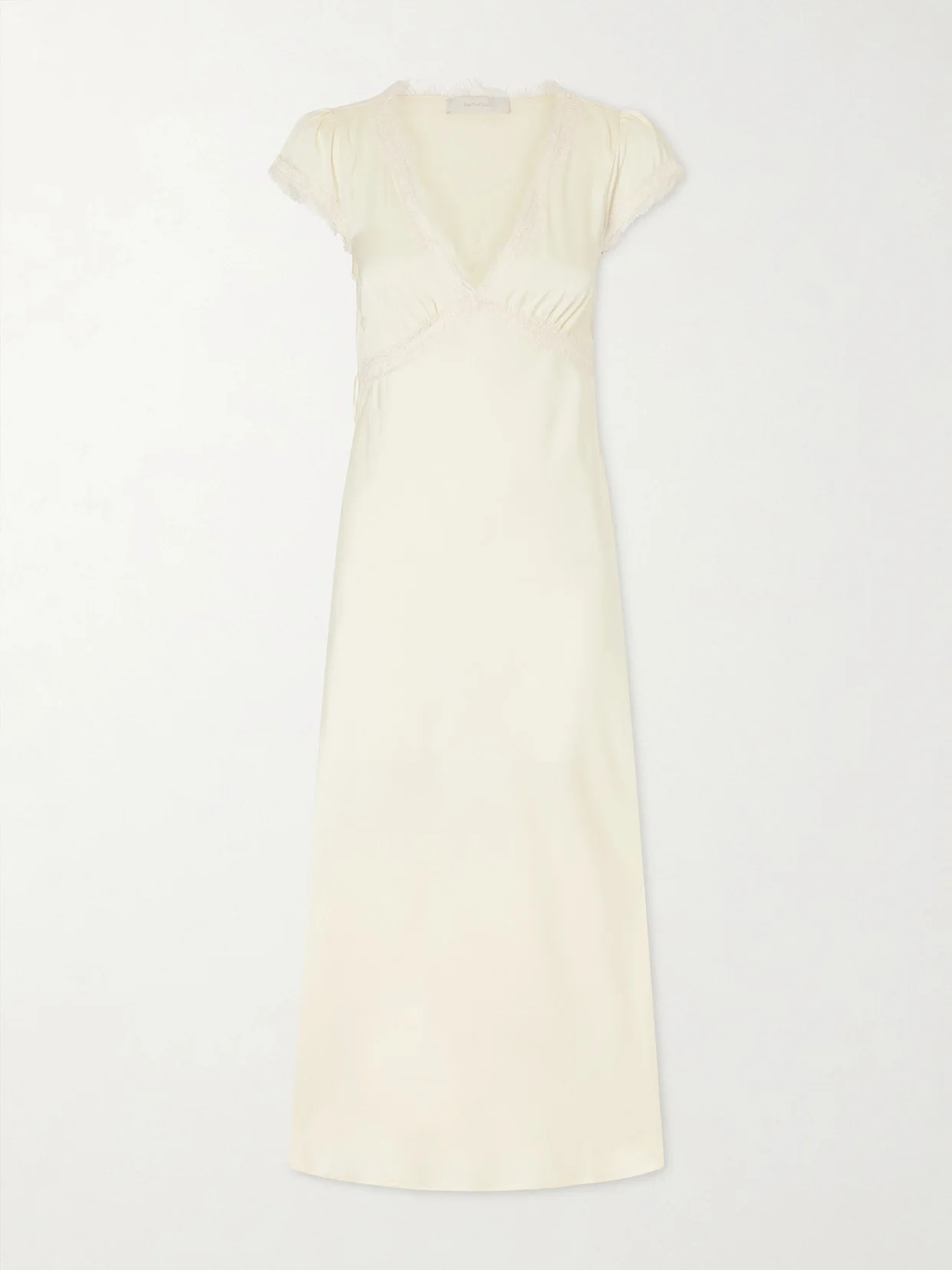 Gala Lace-trimmed Recycled-satin Maxi Dress - 1