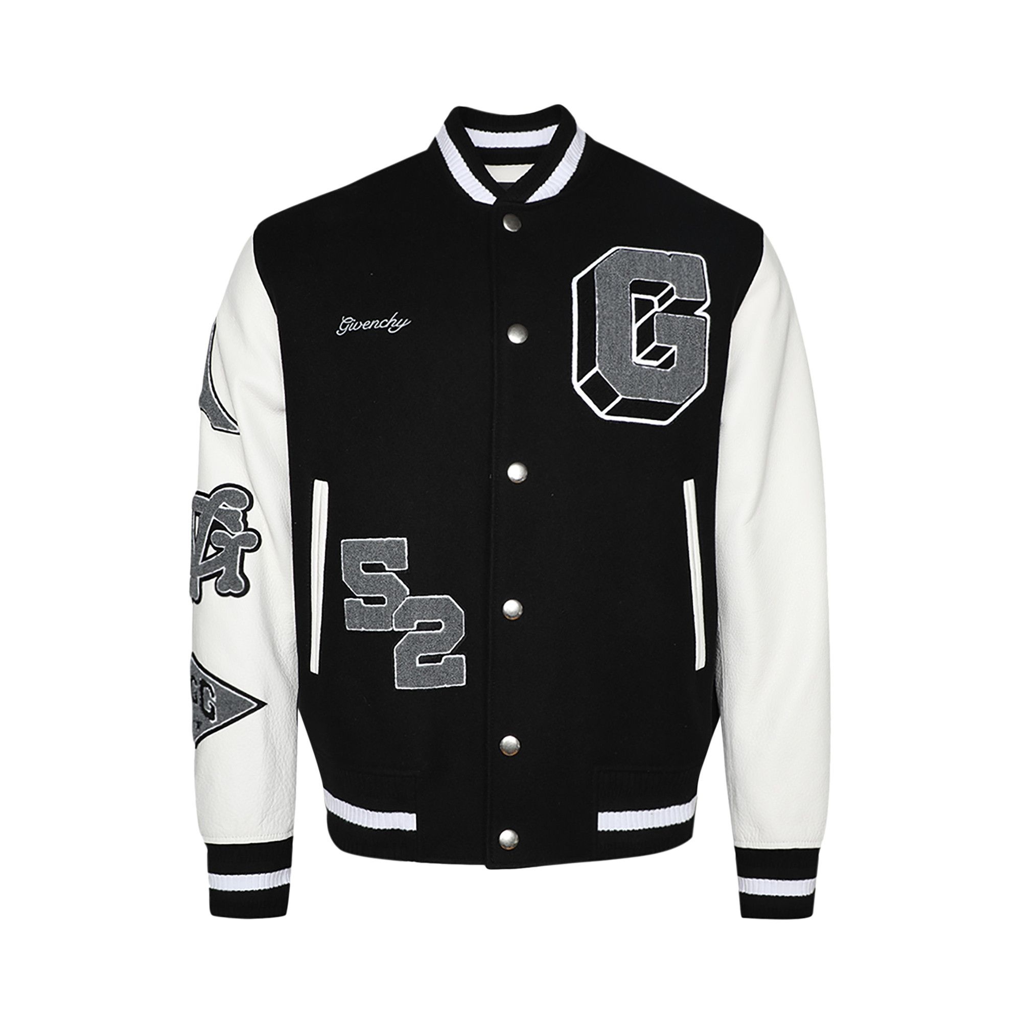 Givenchy Logo Embroidered Bomber Jacket 'Black/White' - 1