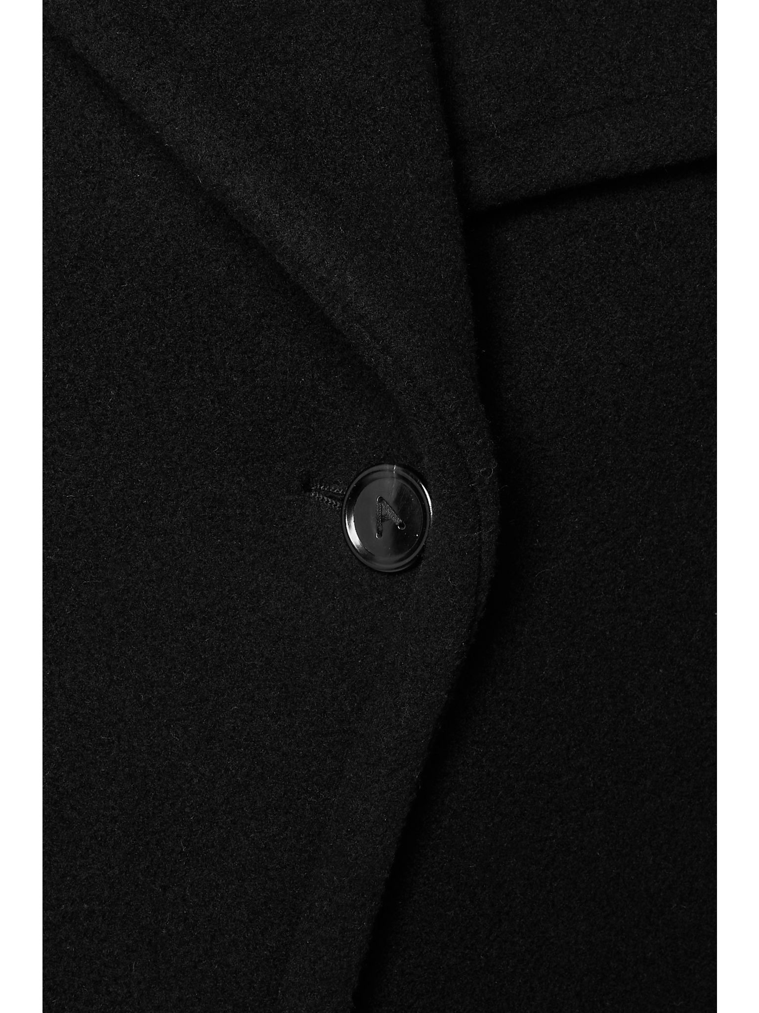 Archetypes leather-trimmed wool-blend coat Black - 5