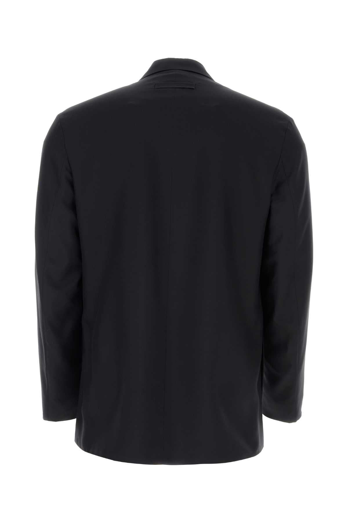 Zegna Men Black Silk Blazer - 2