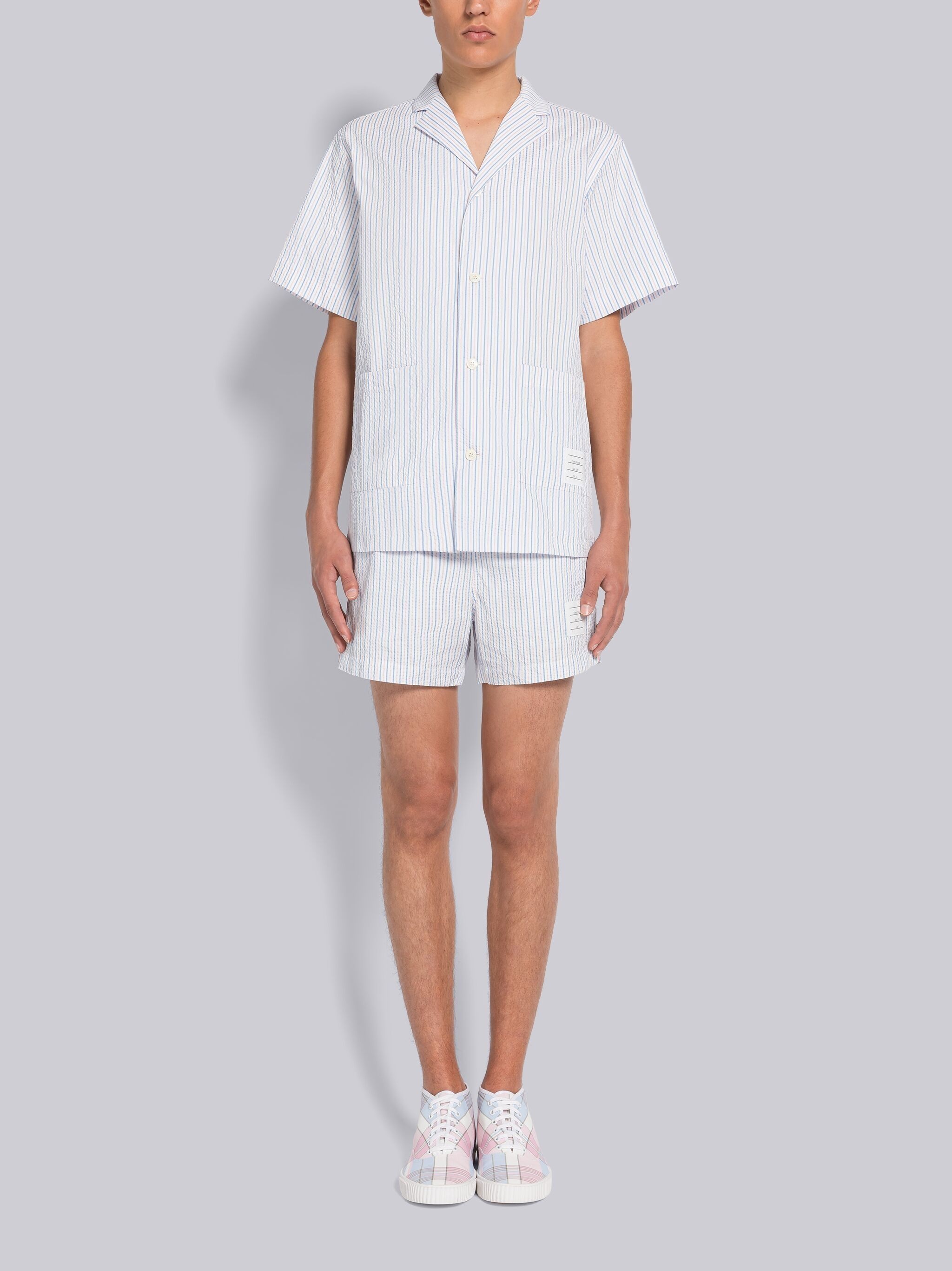 SEERSUCKER STRIPE DRAWSTRING SWIM SHORT - 4