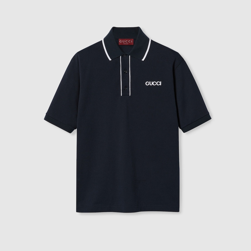 Embroidered cotton piquet polo shirt 1