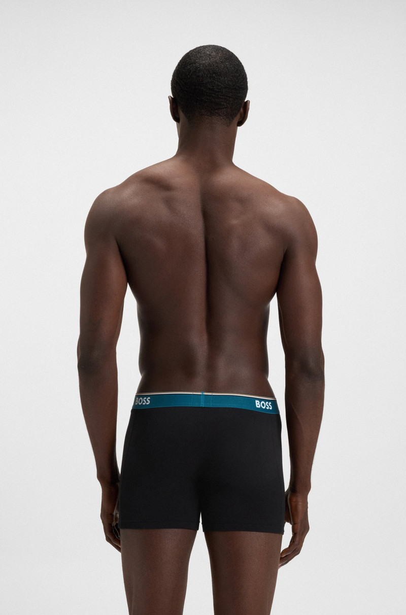 BOSS THREE-PACK OF STRETCH-COTTON BOXER BRIEFS WITH LOGOS outlook