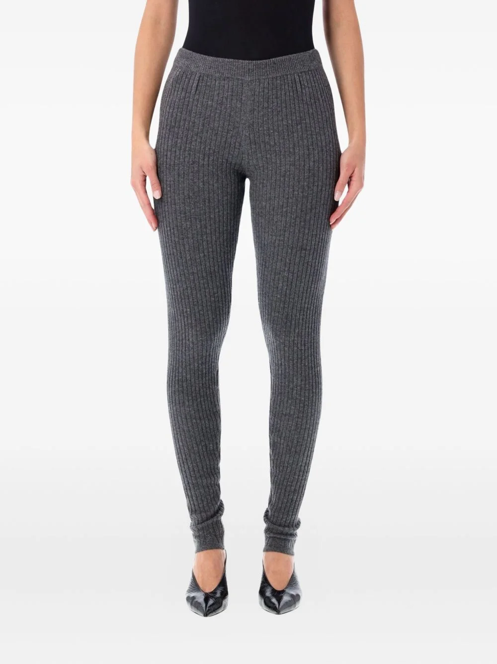 ribbed-knit belt-loops leggings - 1