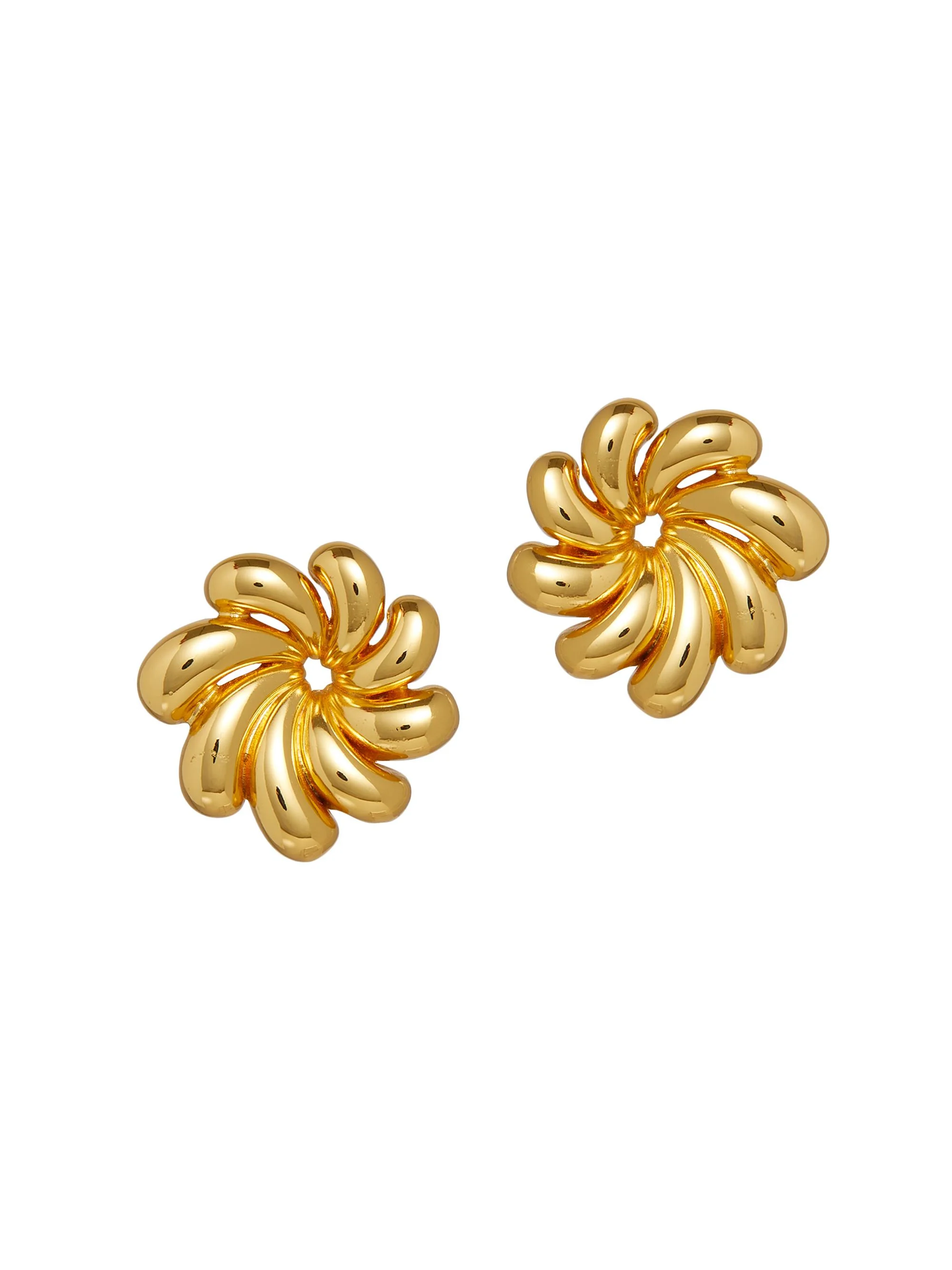 Women's Pinwheel 14K Gold-Plated Button Earrings - Yellow Gold - 1