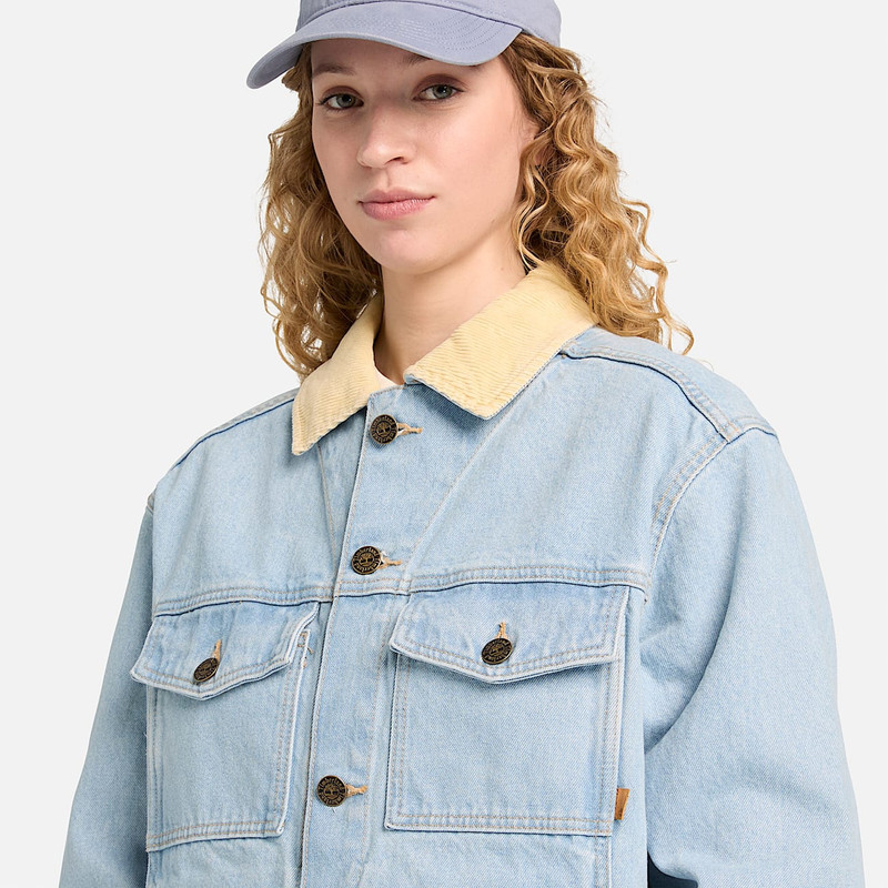 Corduroy Collared Denim Jacket 4