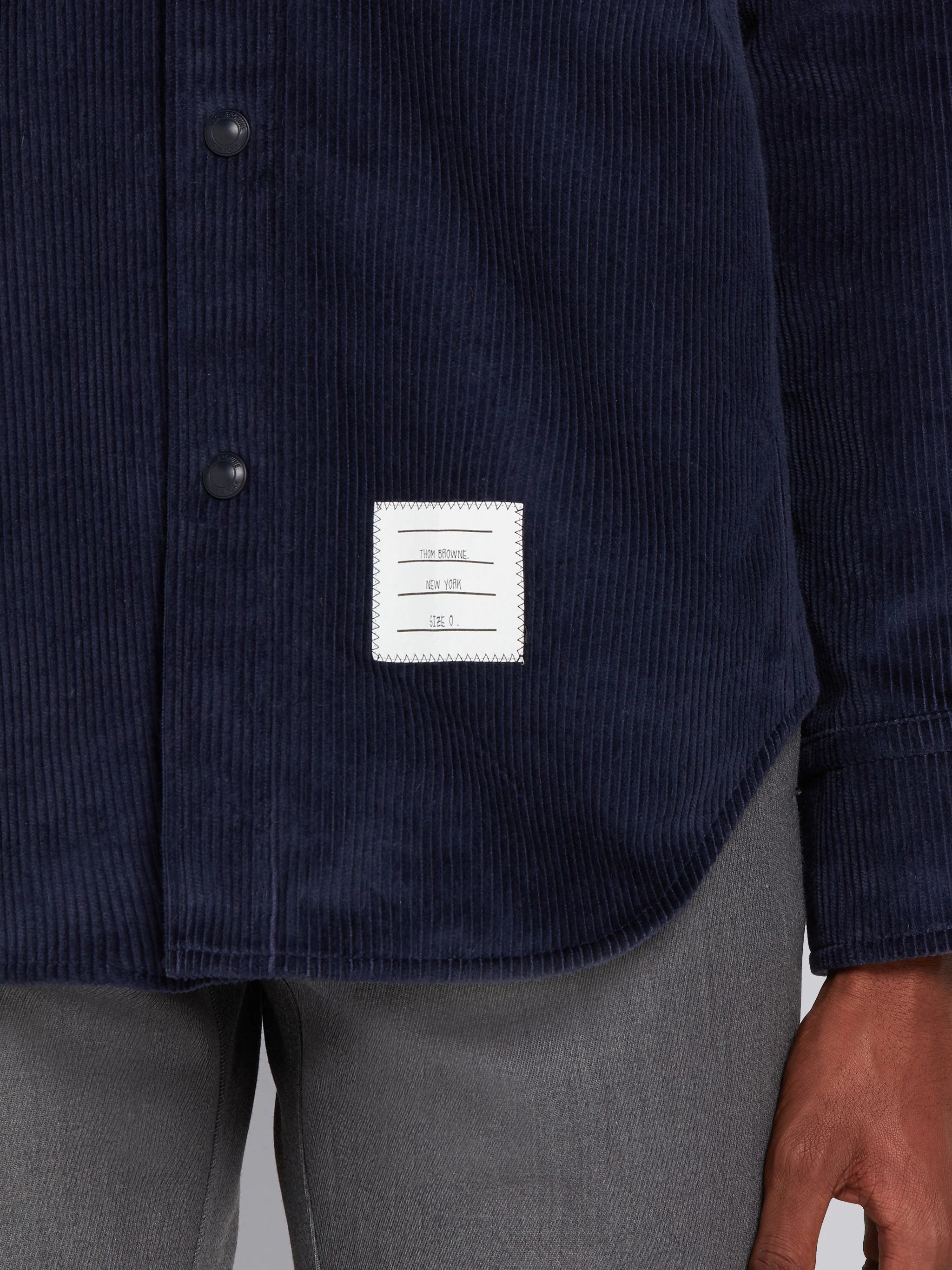 Navy Garment Dyed Corduroy 4-Bar Snap Front Shirt Jacket - 6