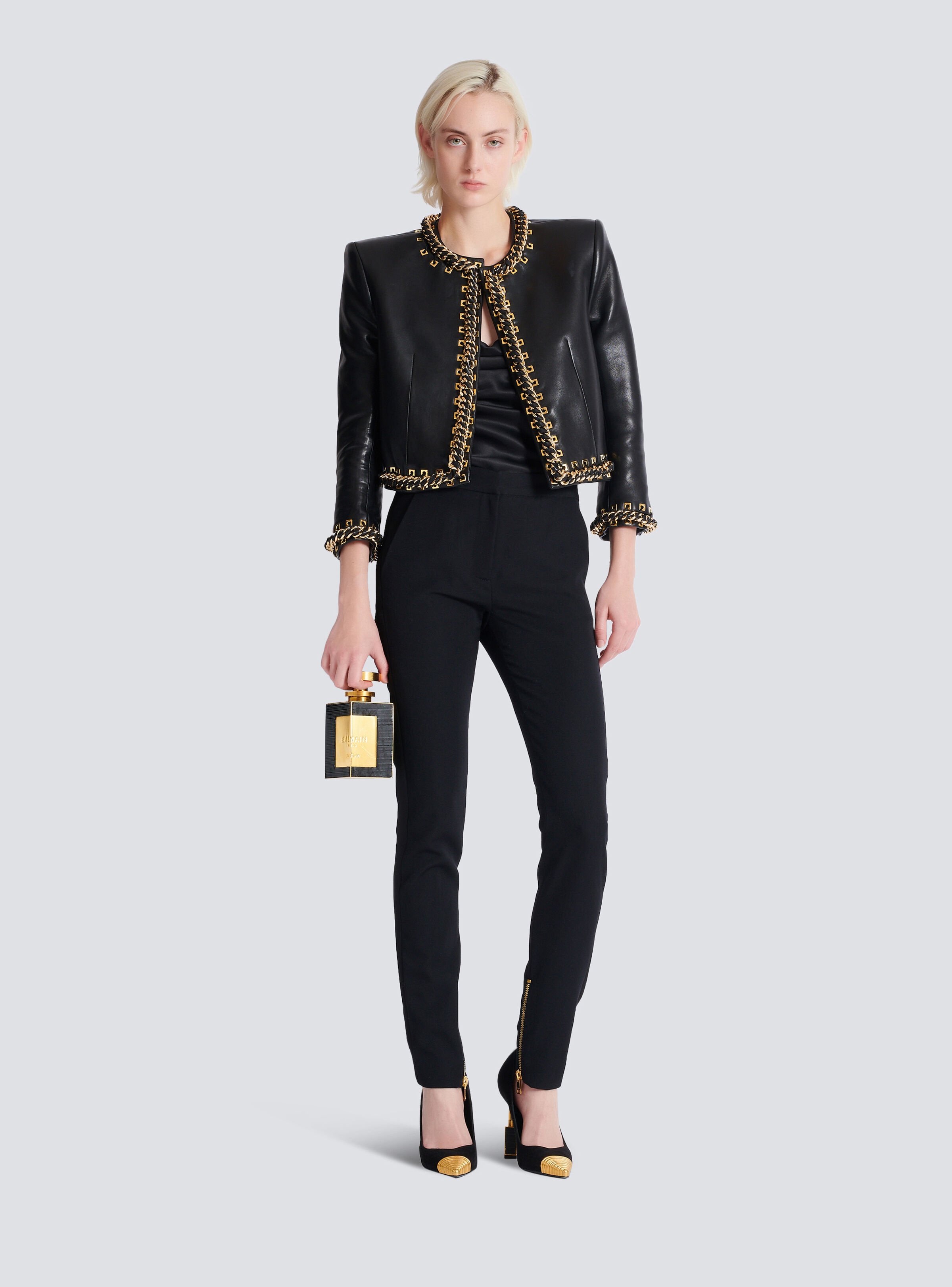 Zipped slim-fit grain de poudre trousers - 2