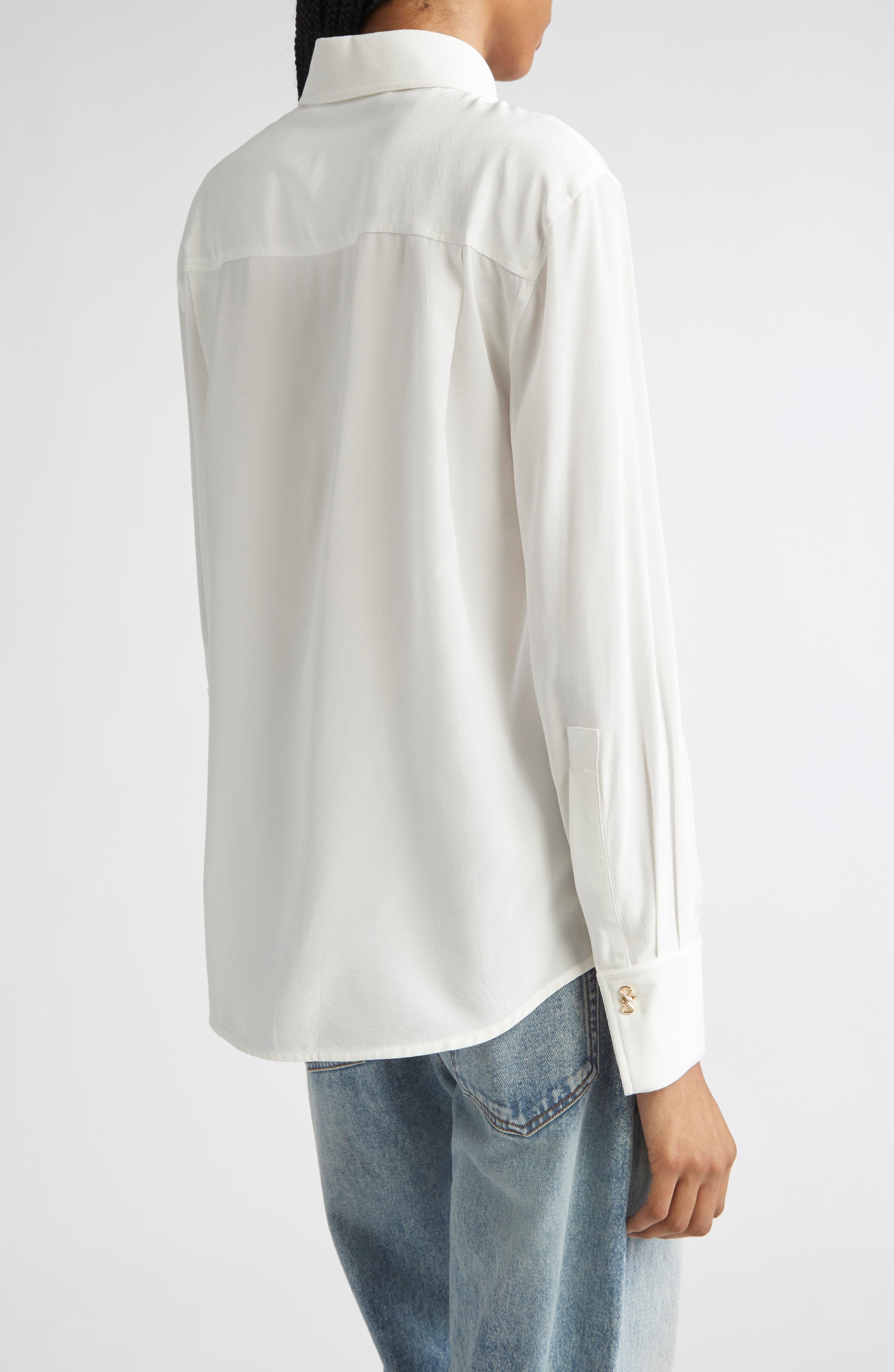 Proenza Schouler Arabella Silk Button-Up Shirt in White at Nordstrom - 3