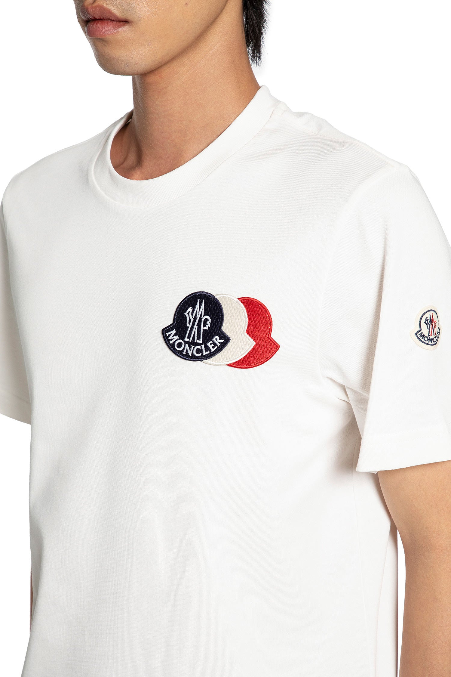 Embroidered Tricolour Logo Cotton T-shirt - 4
