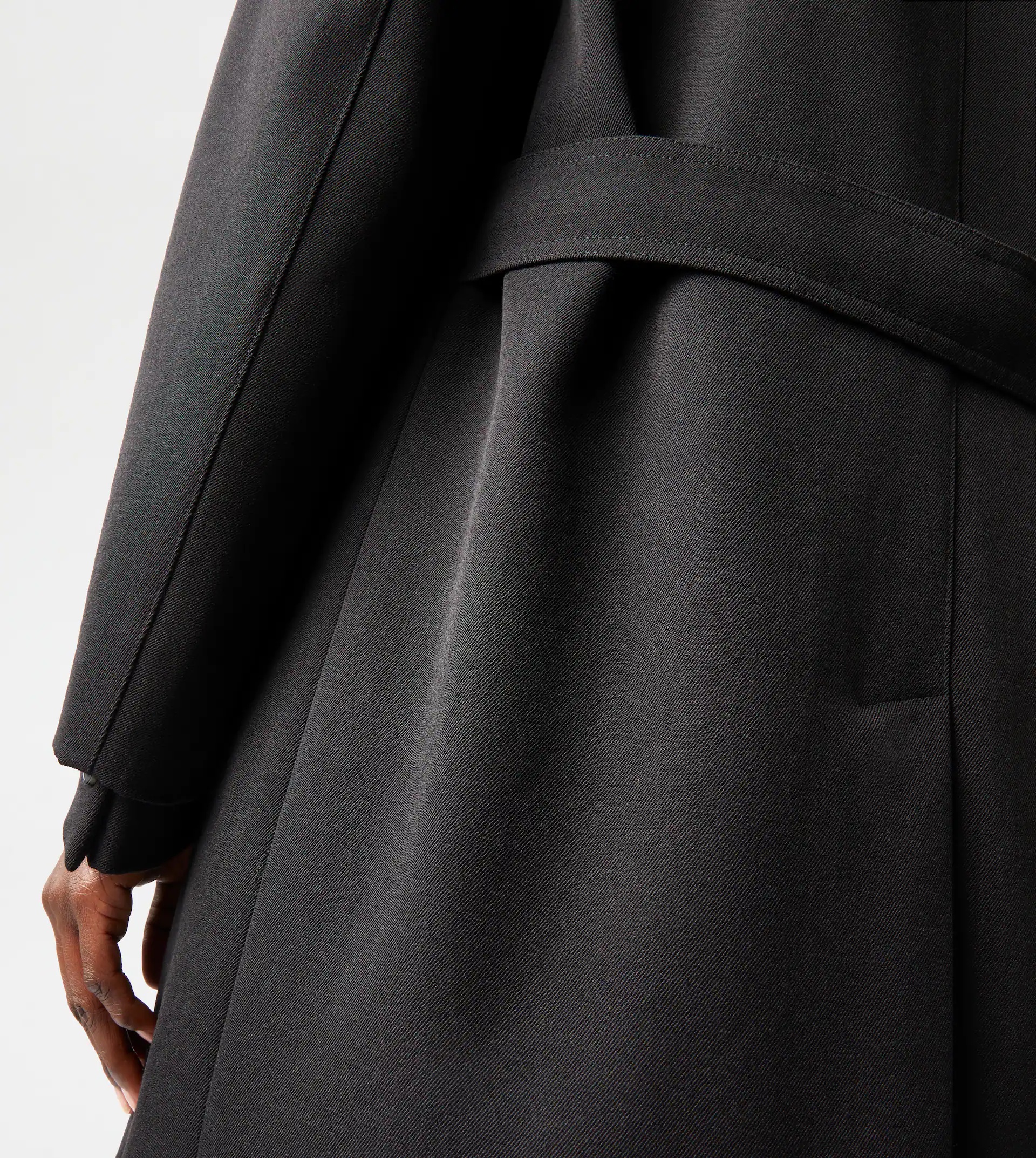 OVER COAT IN WOOL - BLACK - 5