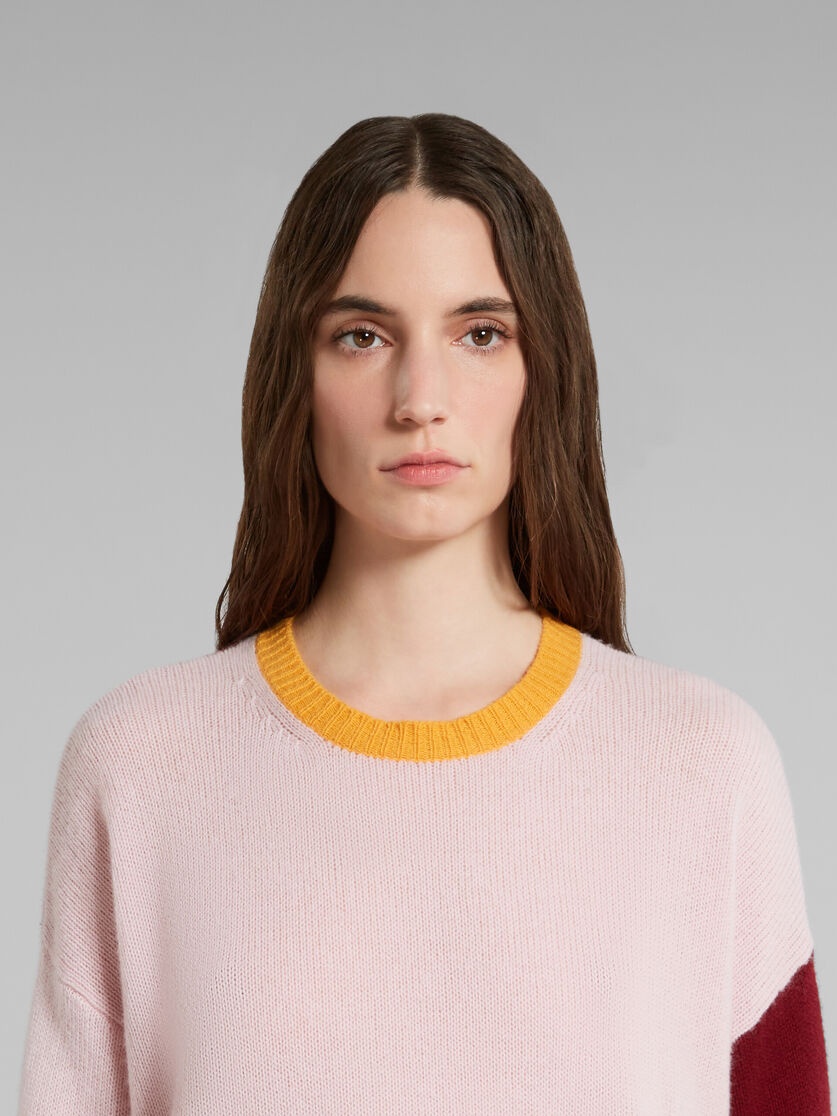 PINK COLOUR-BLOCK CASHMERE JUMPER - 4