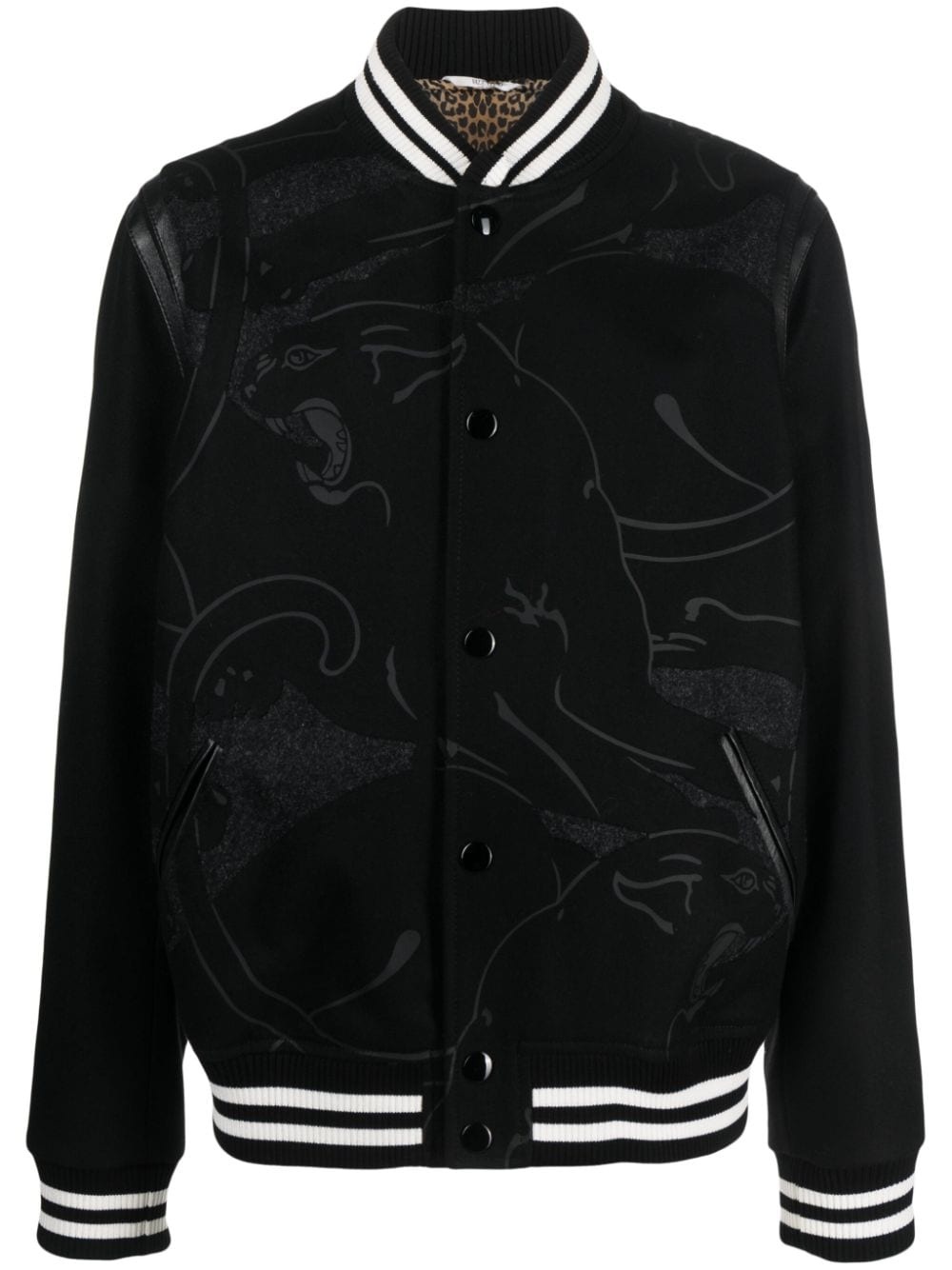 graphic-print wool bomber jacket - 1