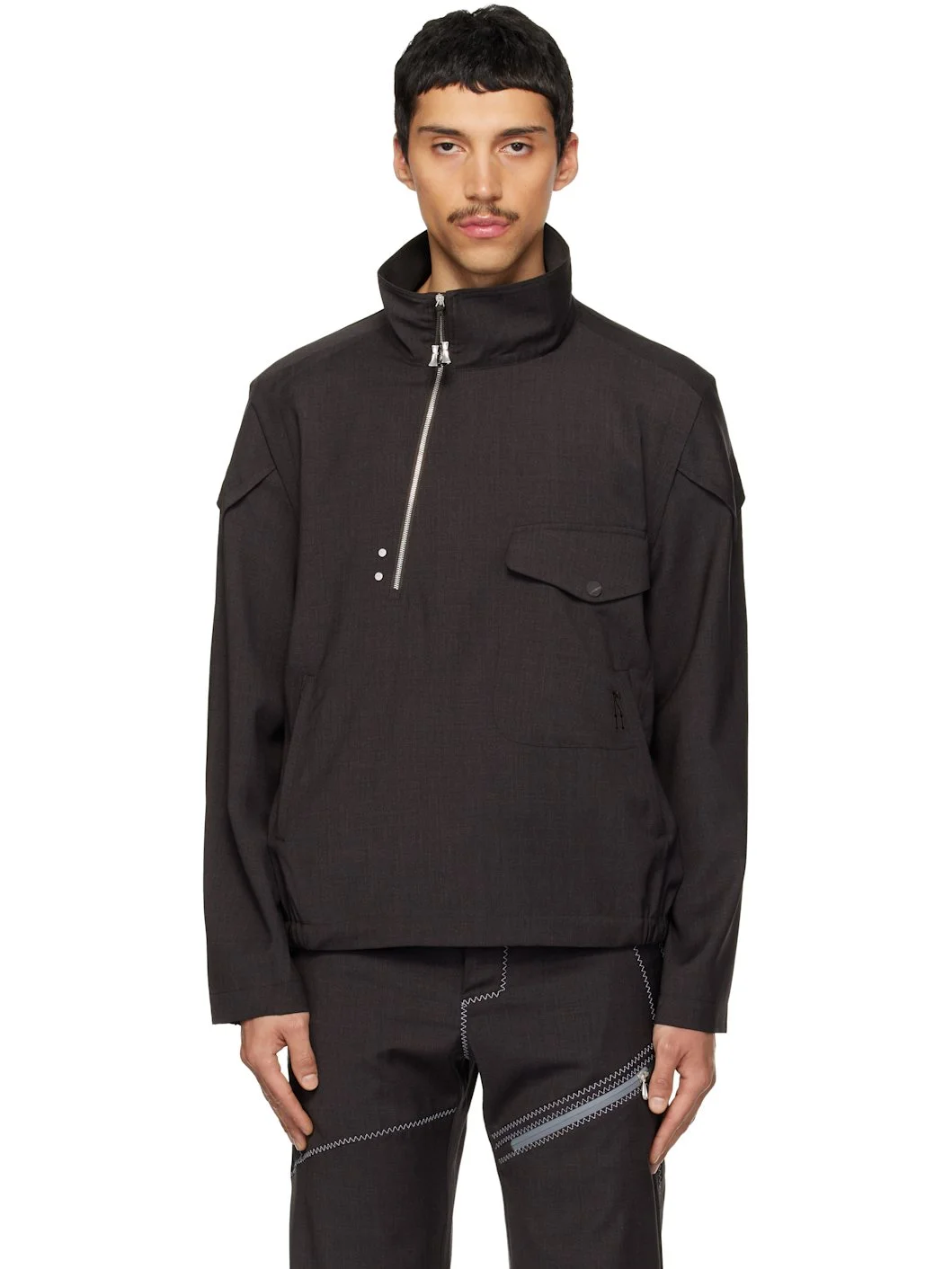 Brown Farkas Pullover Jacket - 1
