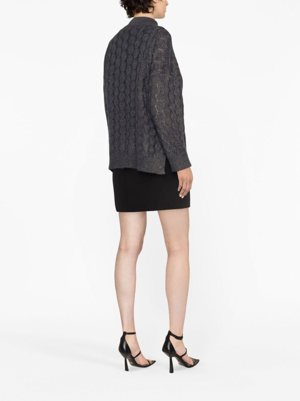 cable-knit lurex jumper - 2