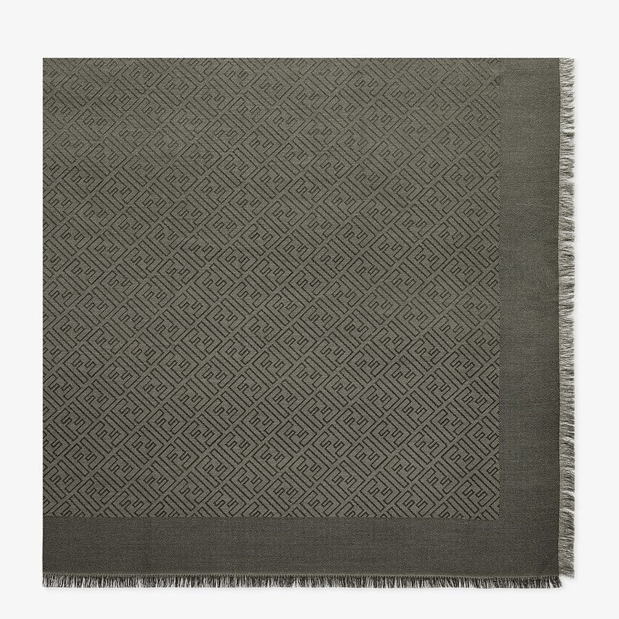 Shawl in green silk and wool - 1