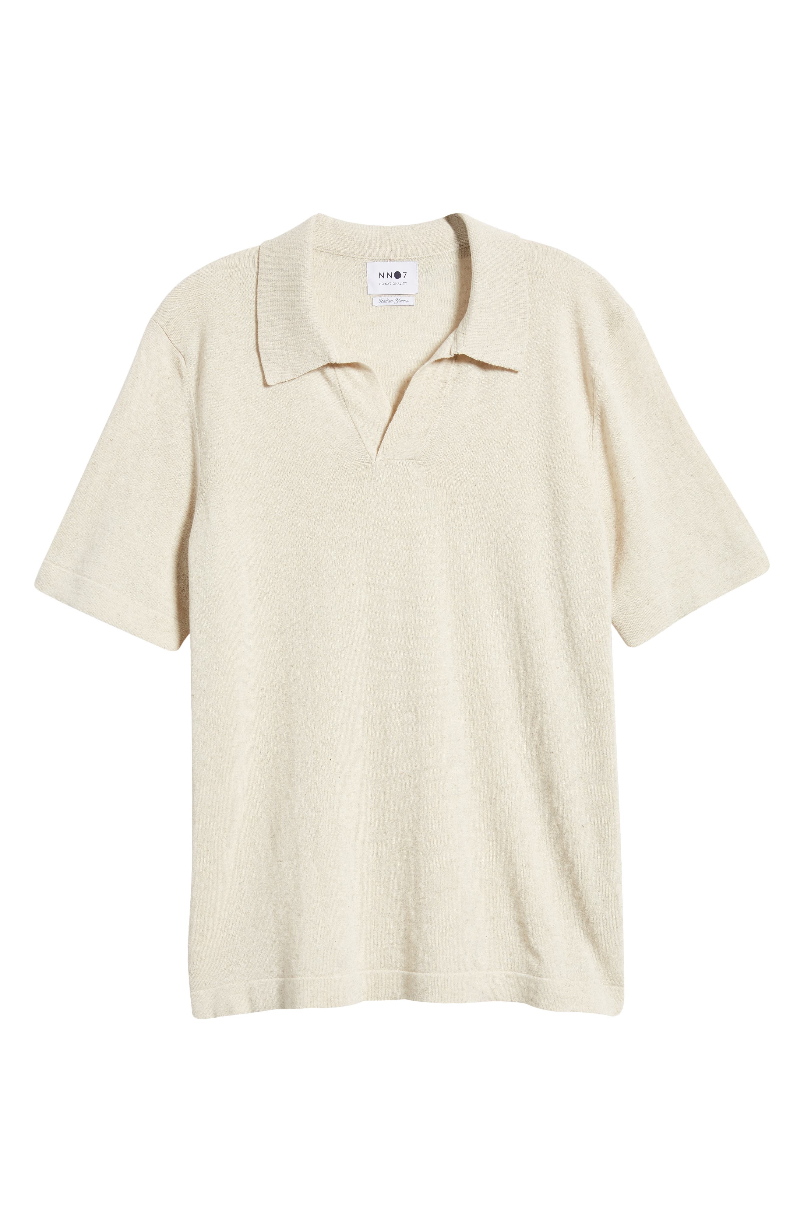 NN07 Ryan 6311 Cotton & Linen Johnny Collar Polo in Oat at Nordstrom - 5