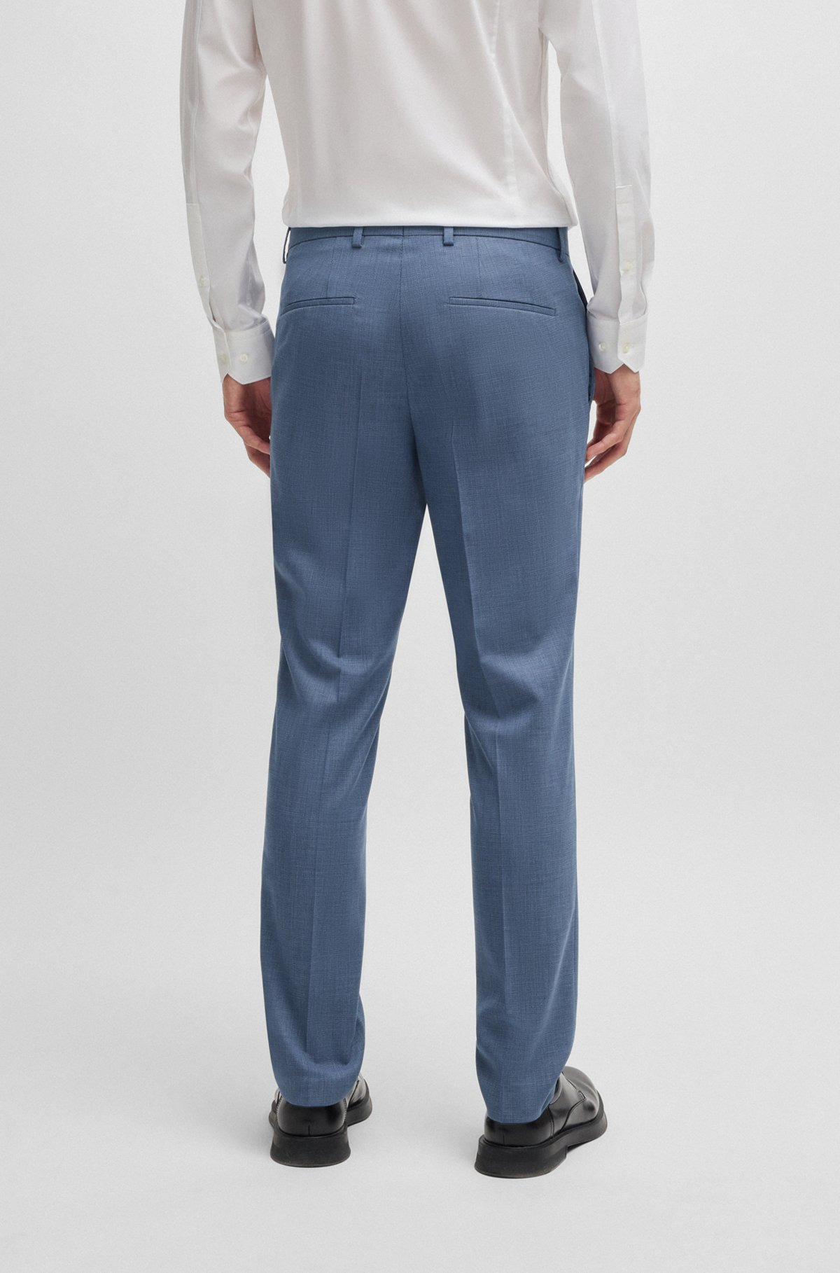 SLIM-FIT TROUSERS IN MOULINÉ PERFORMANCE-STRETCH CLOTH - 4