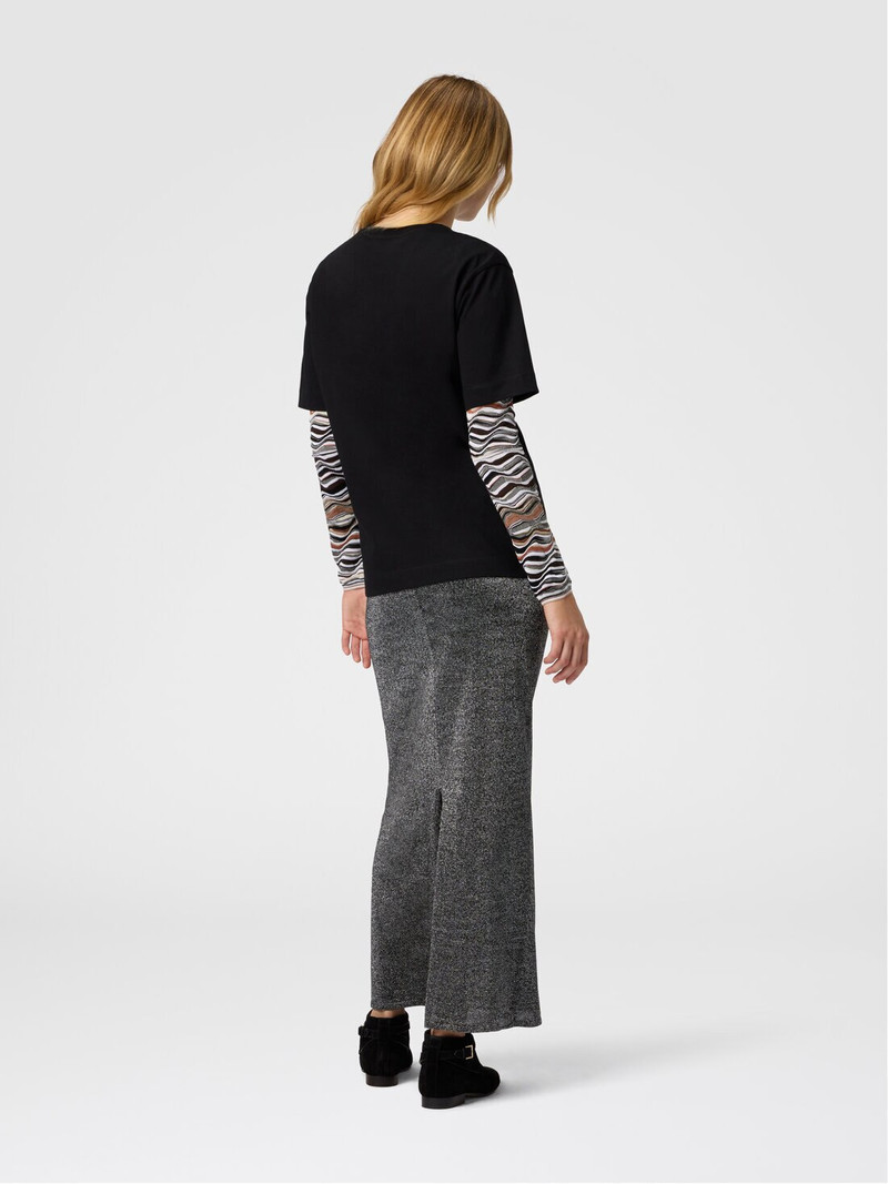 Short Sleeve T-Shirt with Knit Insert and Logo 3