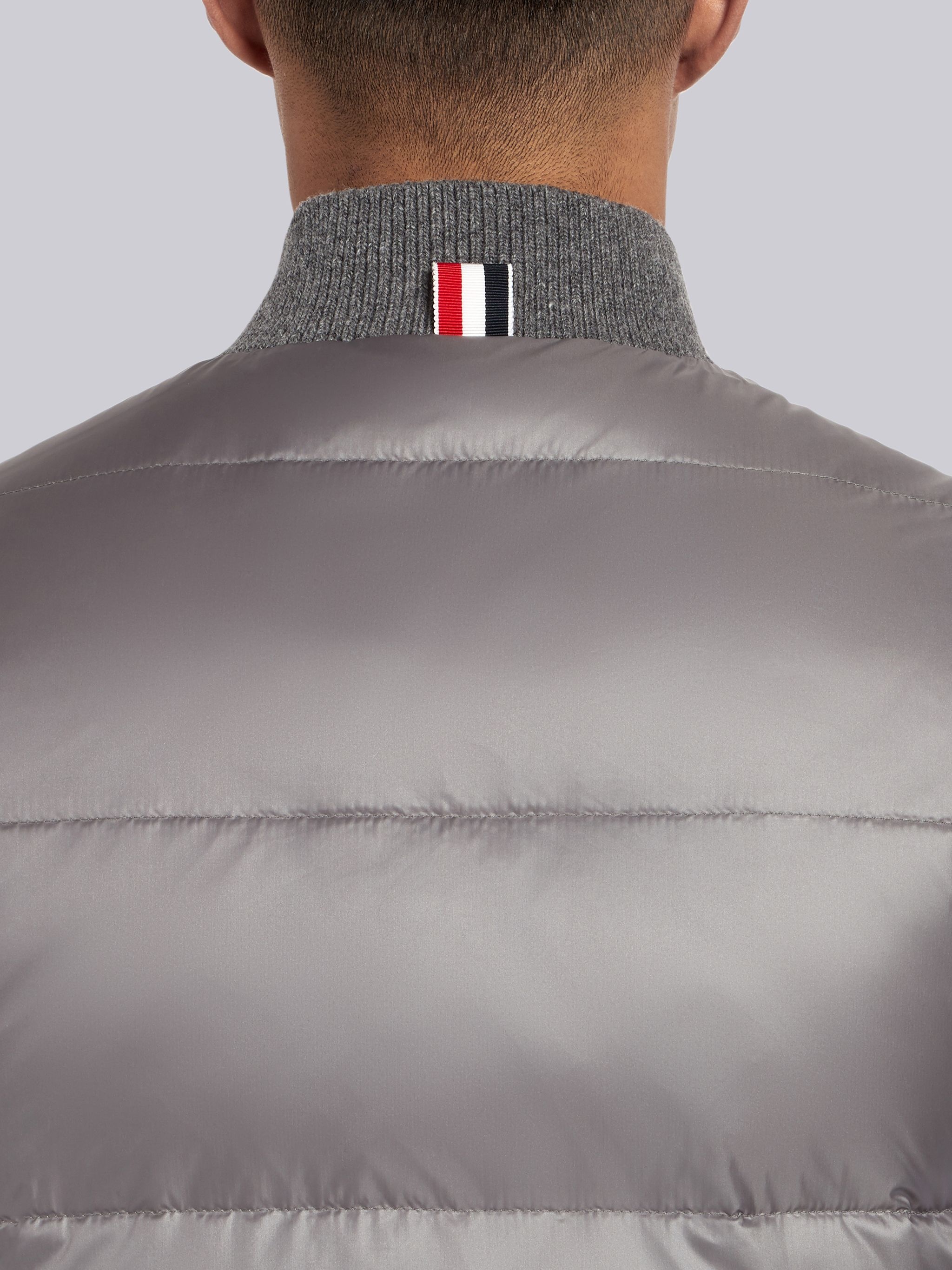 Thom Browne - Merino and Jersey Padded Reversible 4-Bar Funnel Neck Jacket - 0 - Grey - Male