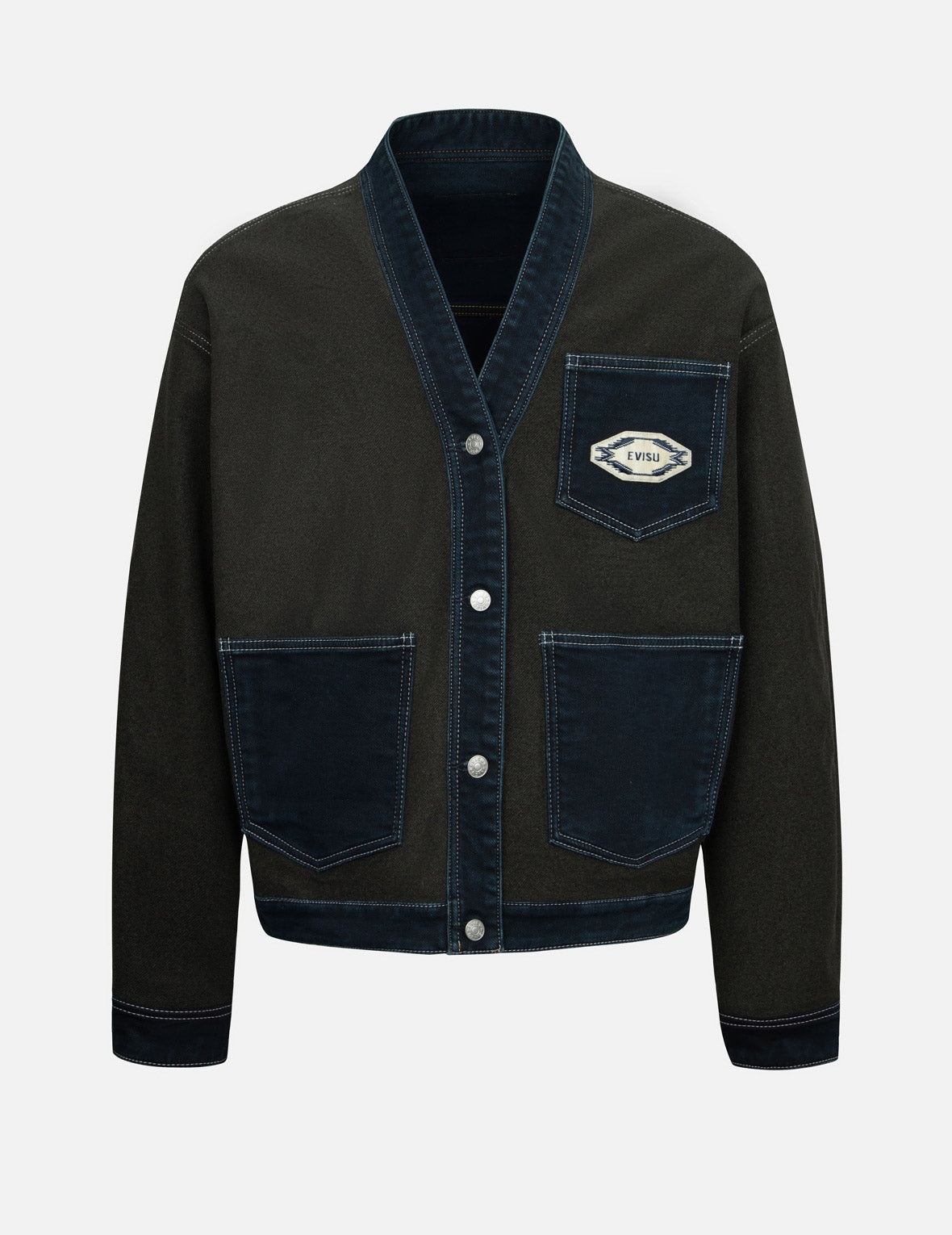 Chimayo Tapestry and Seagull Print Reversible Boxy Denim Jacket - 7