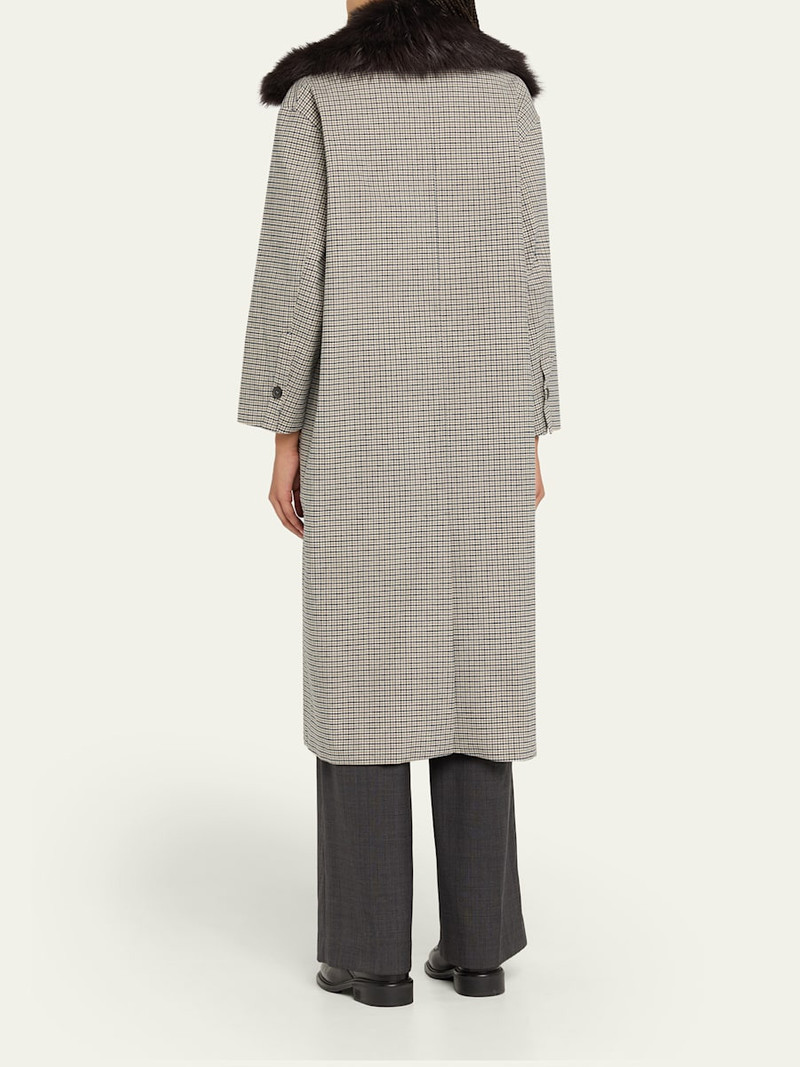 Mac Plaid Check Coat with Removable Shearling Collar 5