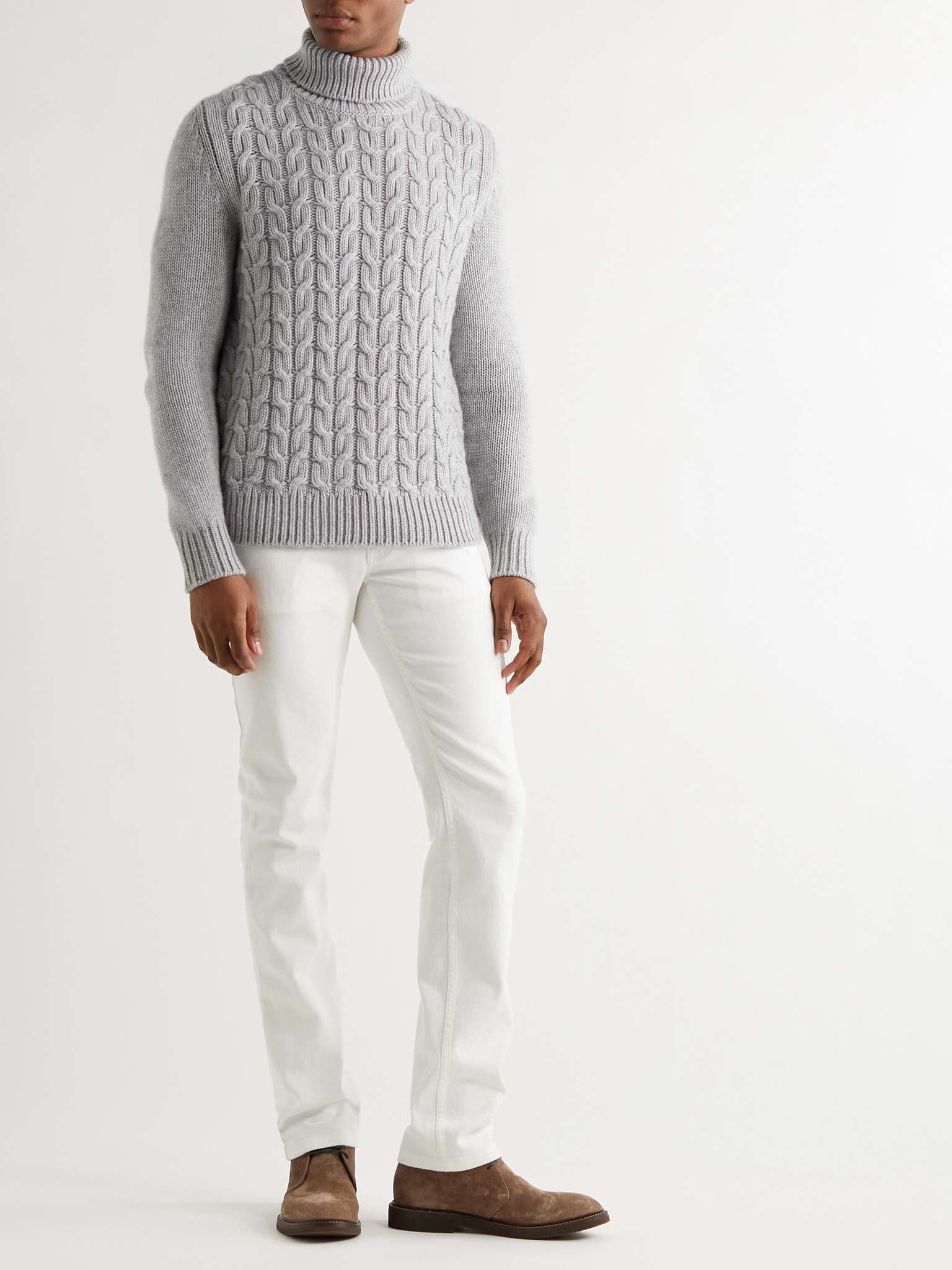 Cable-Knit Cashmere Rollneck Sweater - 2