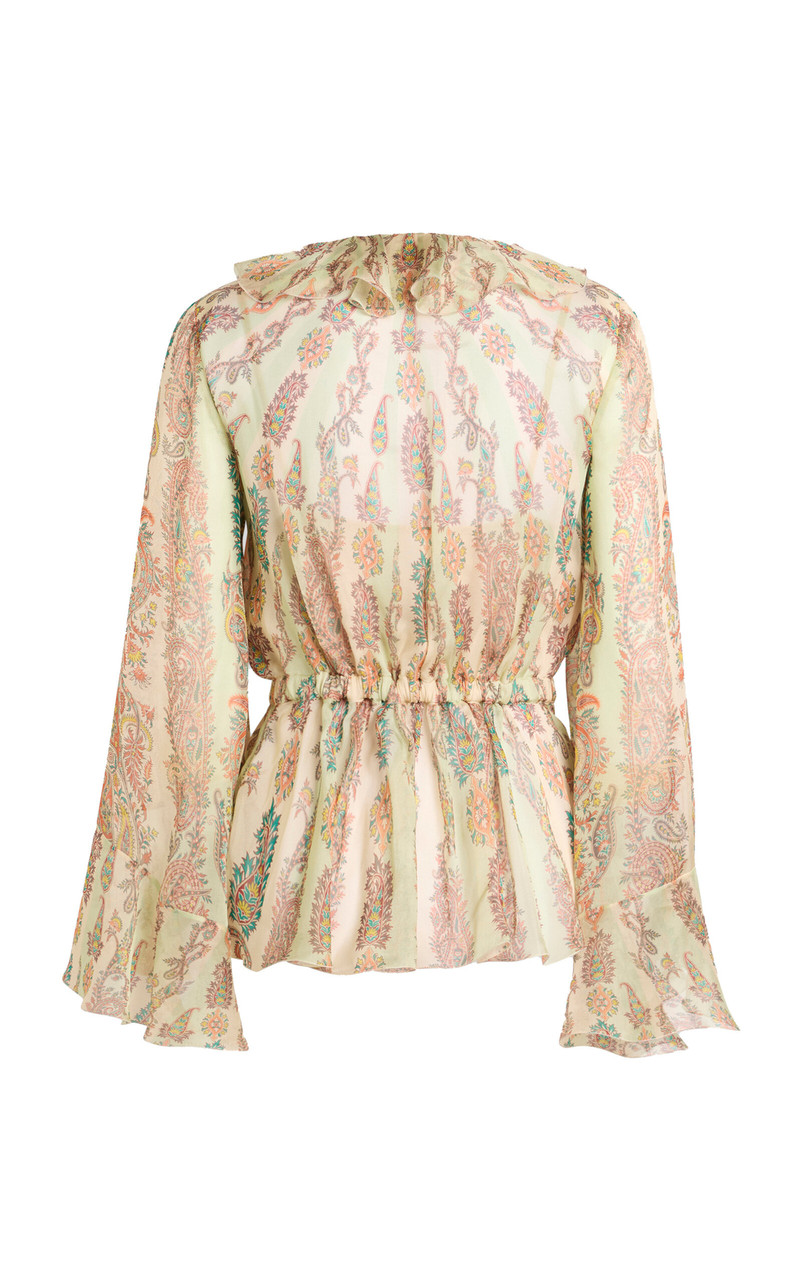Ruffled Silk Peplum Shirt print 3