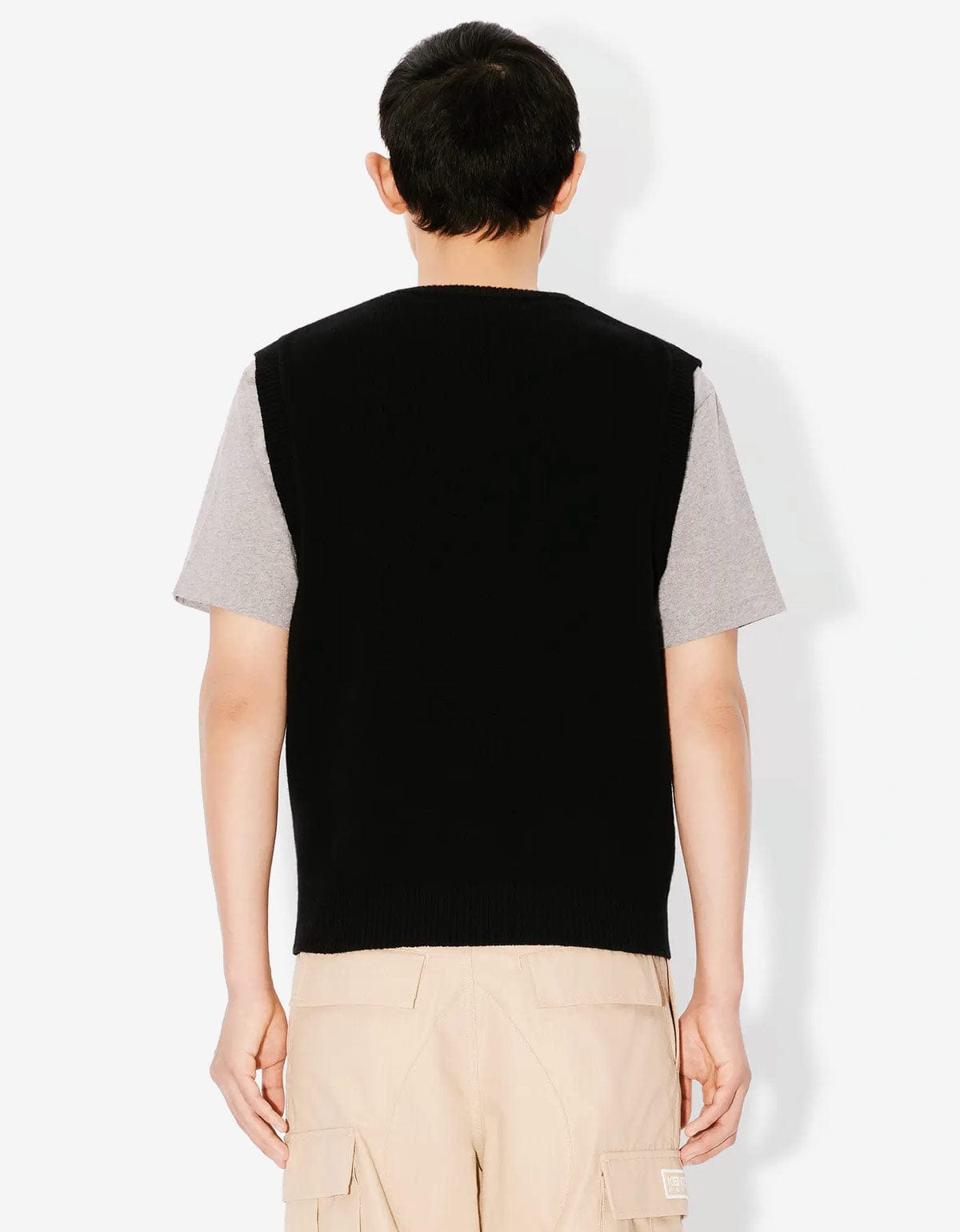 Kenzo Black Boke Flower Embroidered Sleeveless Wool Jumper - 4