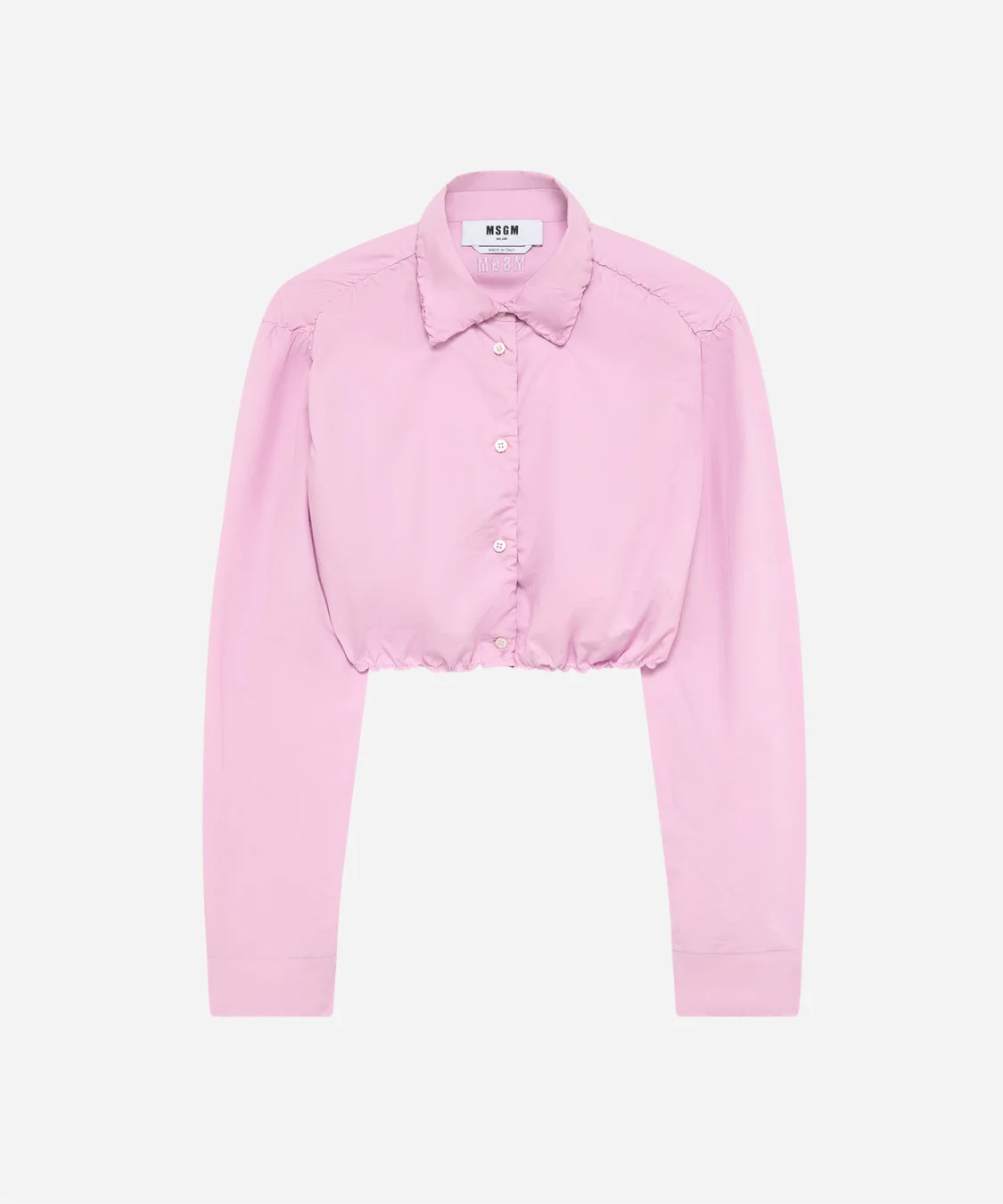 Crinkled poplin cropped shirt - 1