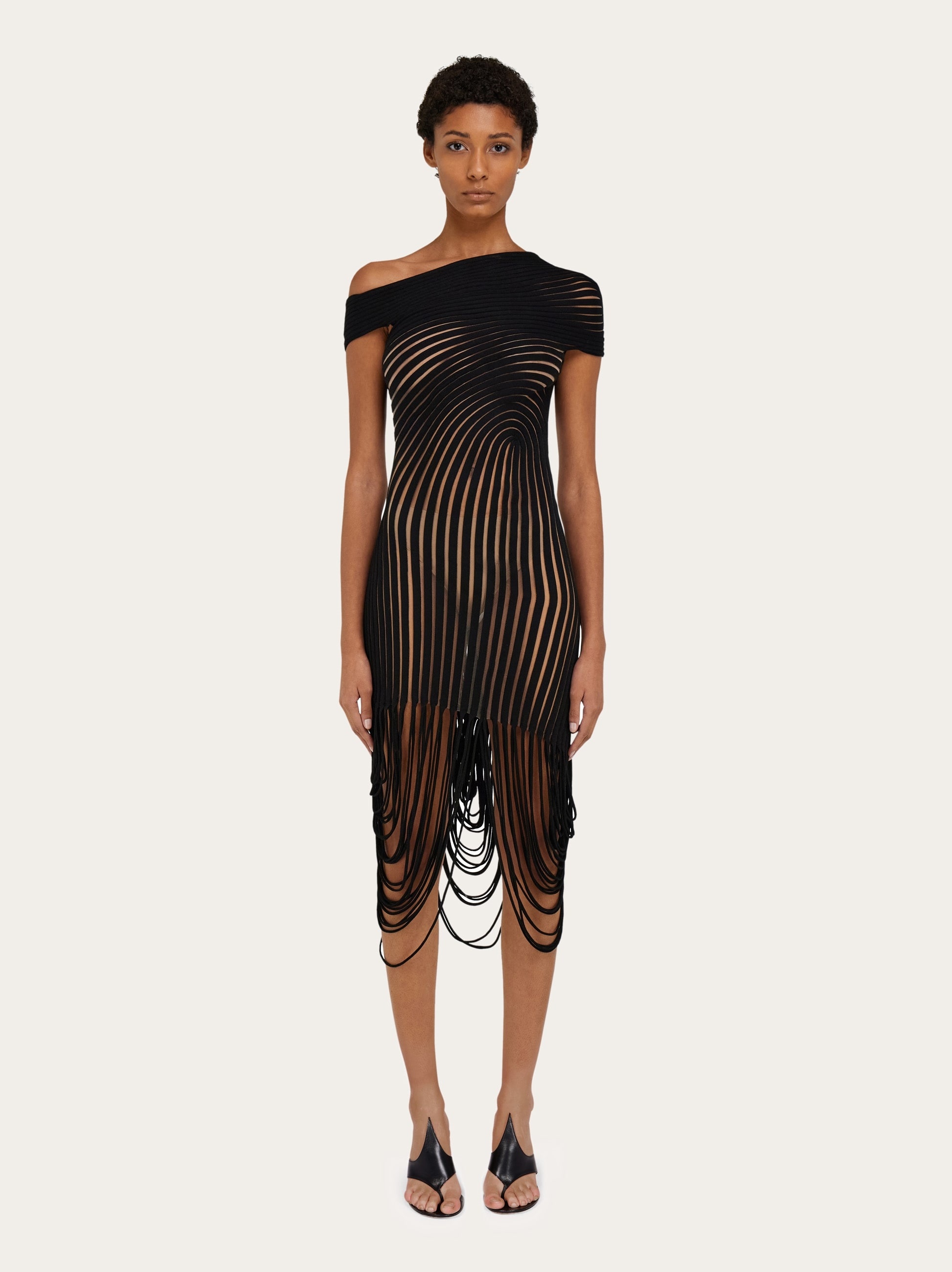Midi dress with asymmetric drape - 2