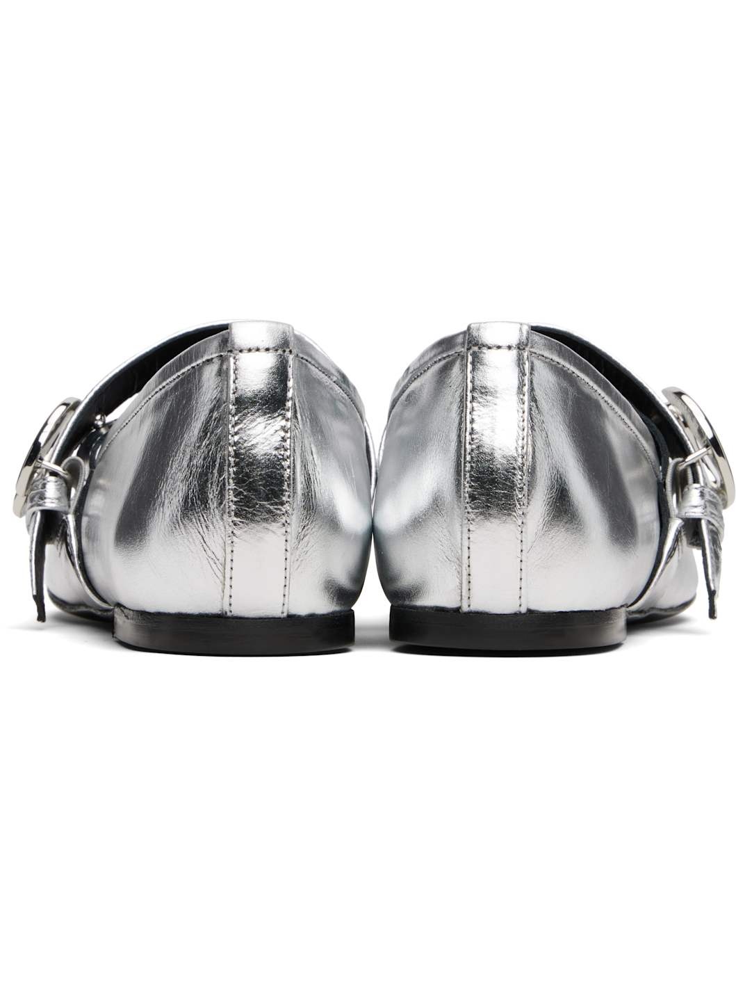 Silver Belt Ballerina Flats - 2