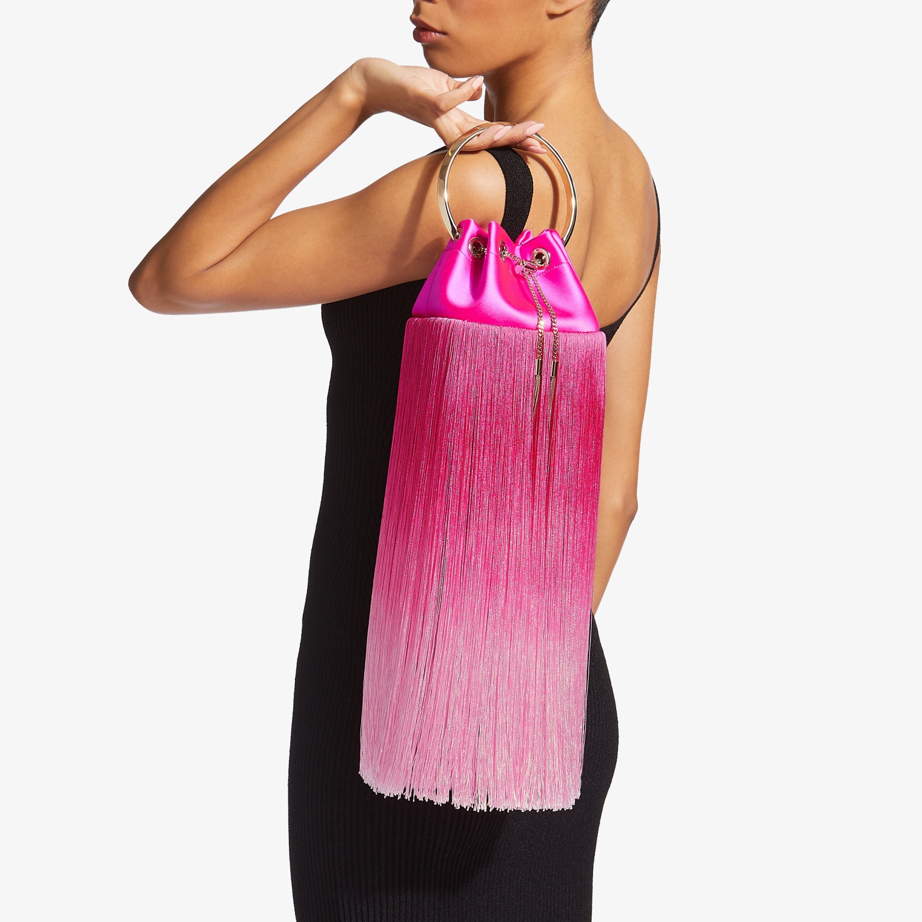 Bon Bon
Fuchsia Satin Bag with Fringes - 3
