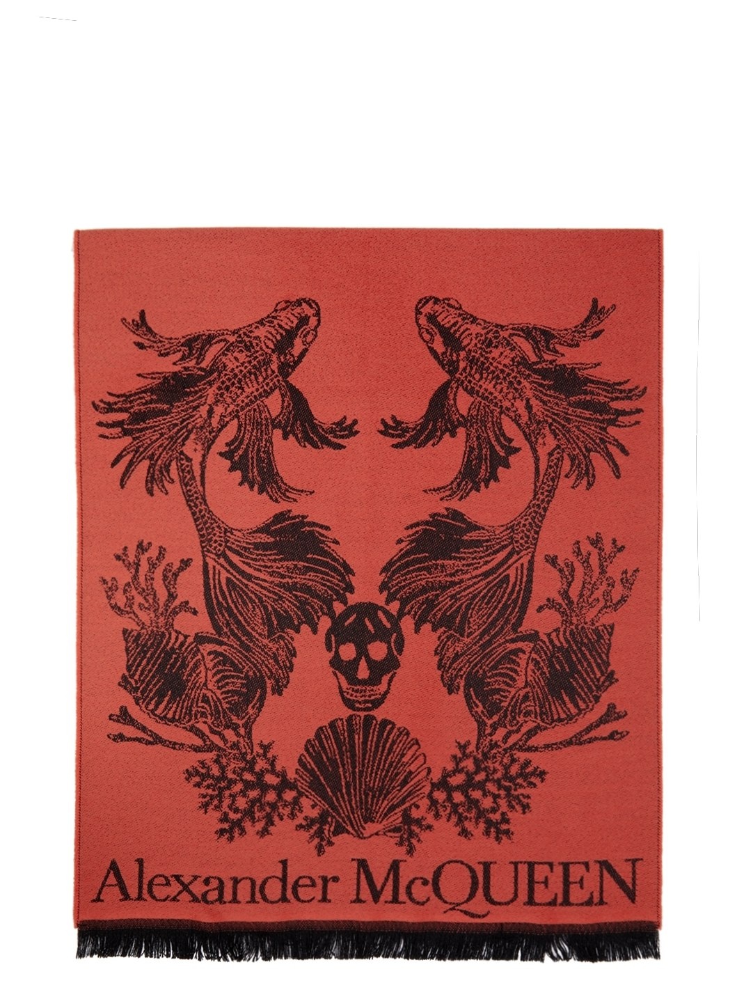Red & Black Wool Underwater Scarf - 1