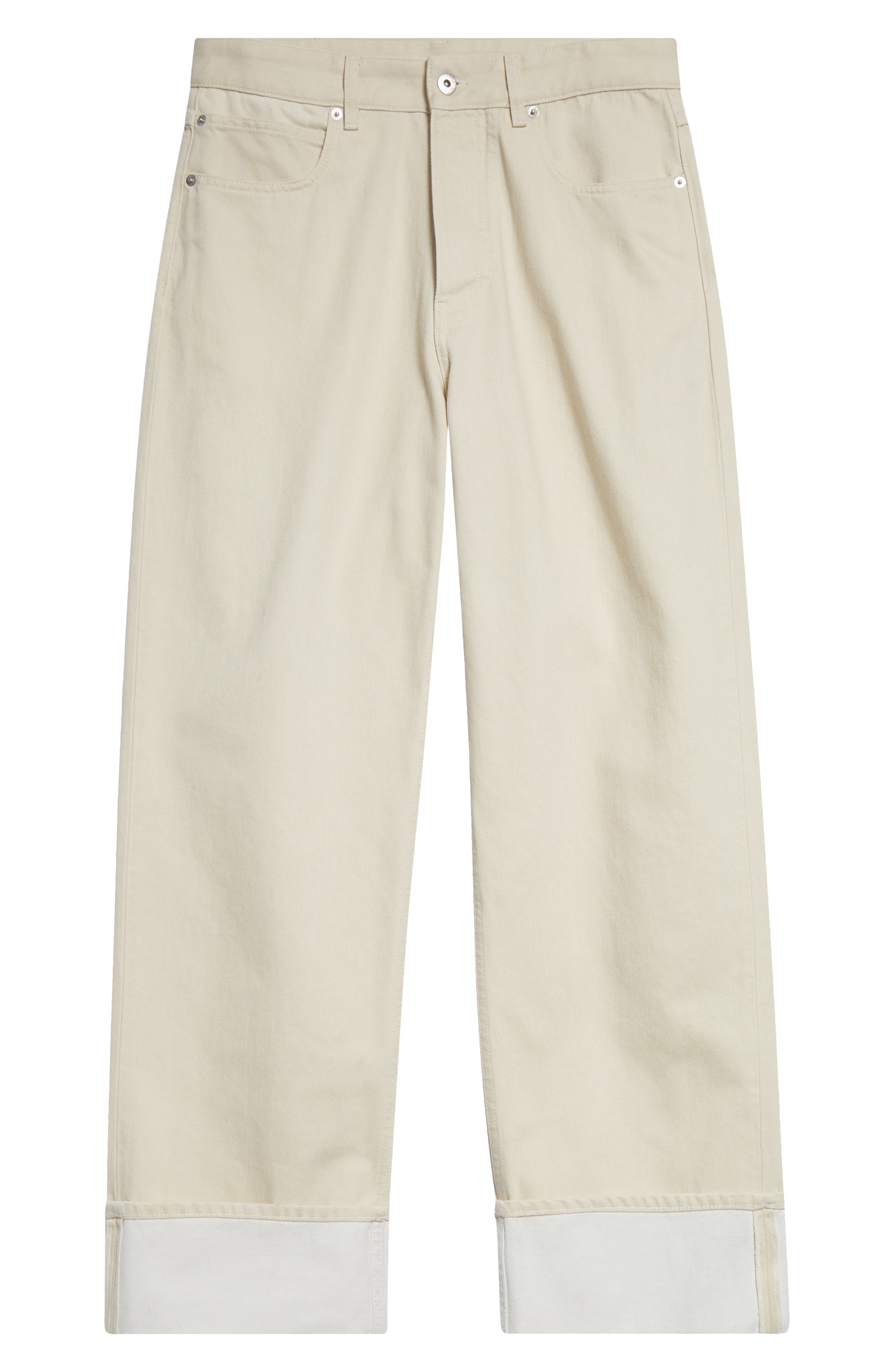 Bottega Veneta Turned Up Straight Leg Jeans in 9247 Pale Meringue at Nordstrom - 6
