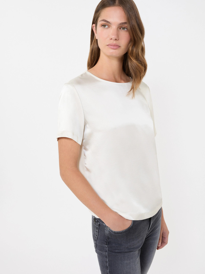 ZONA Satin and jersey T-shirt - ECRU 5