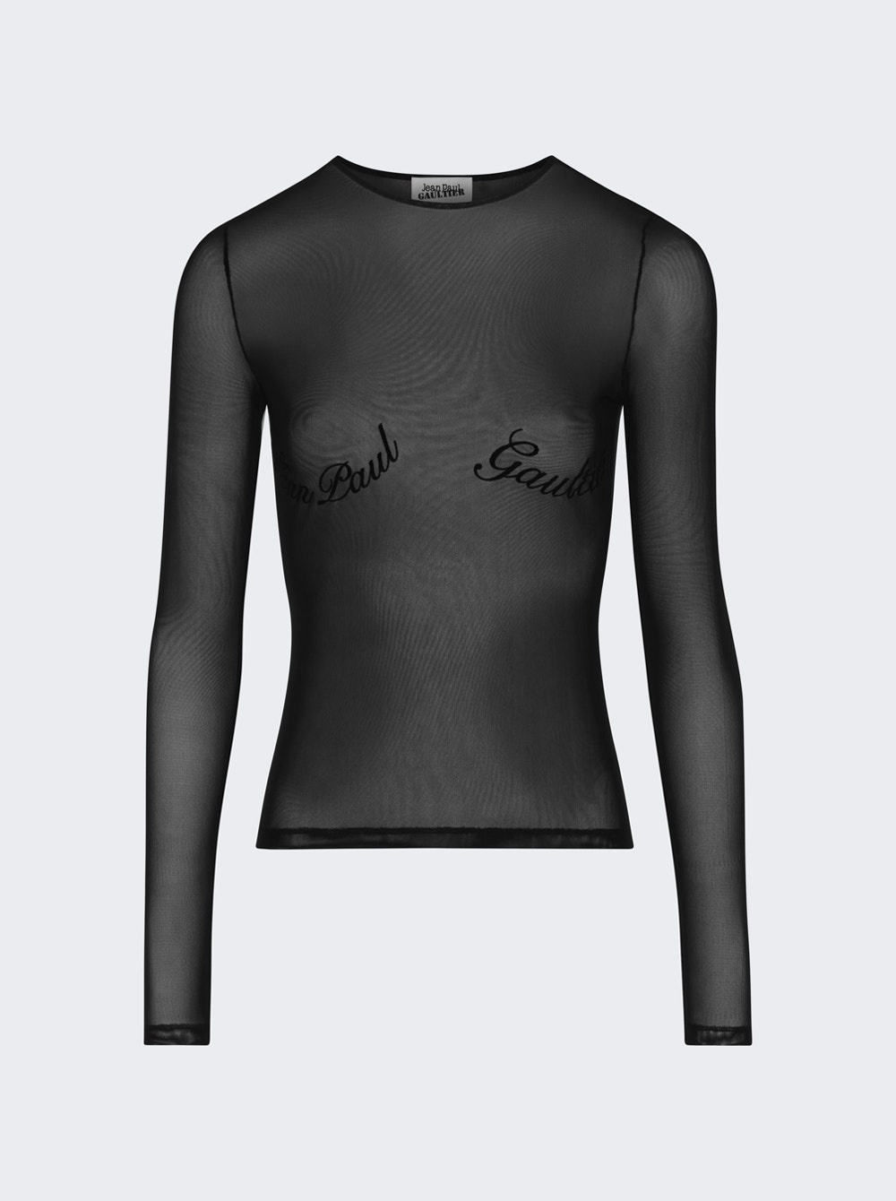 Sheer Mesh Long Sleeve Top Black - 1