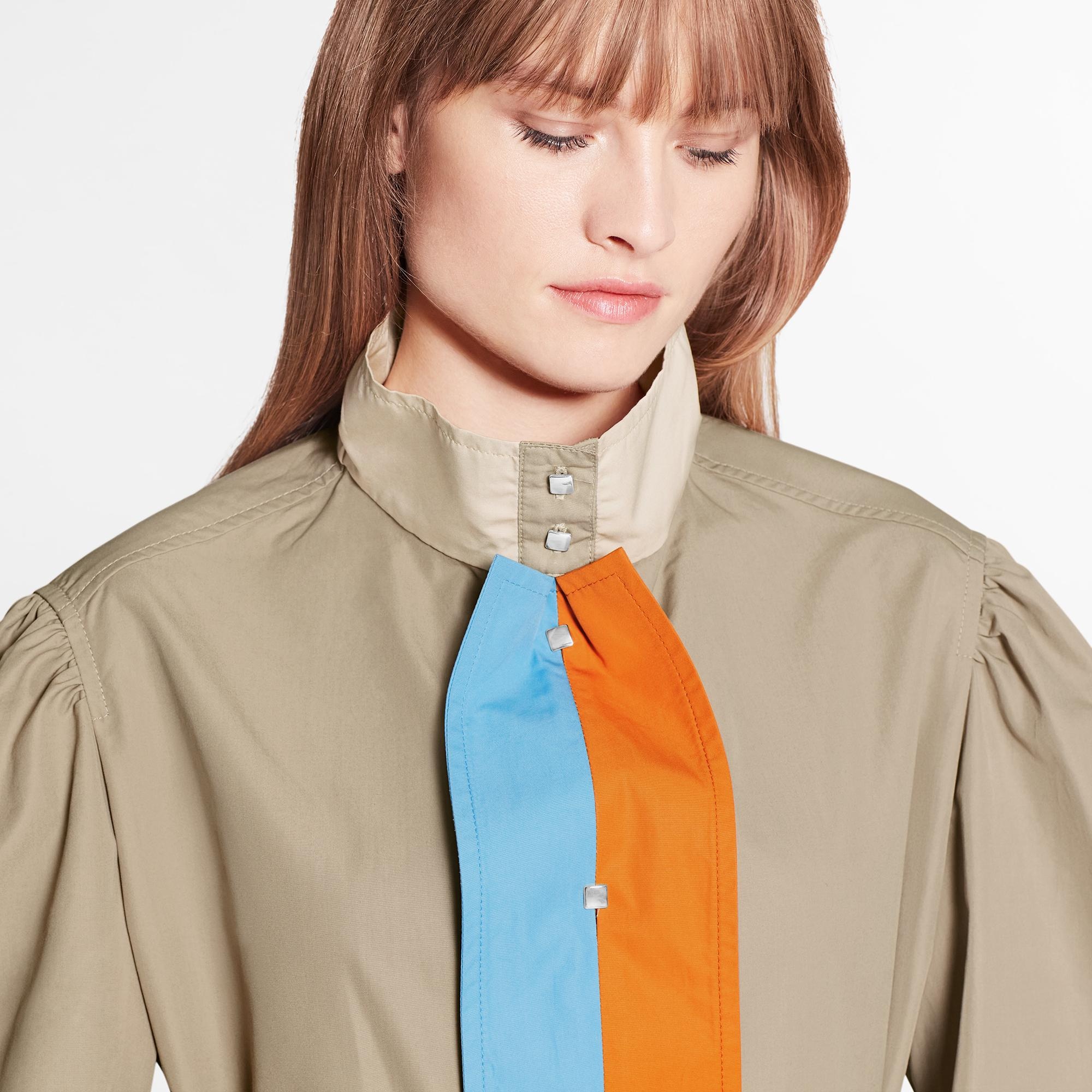 Structured Color Block Cotton Poplin Shirt  - 5