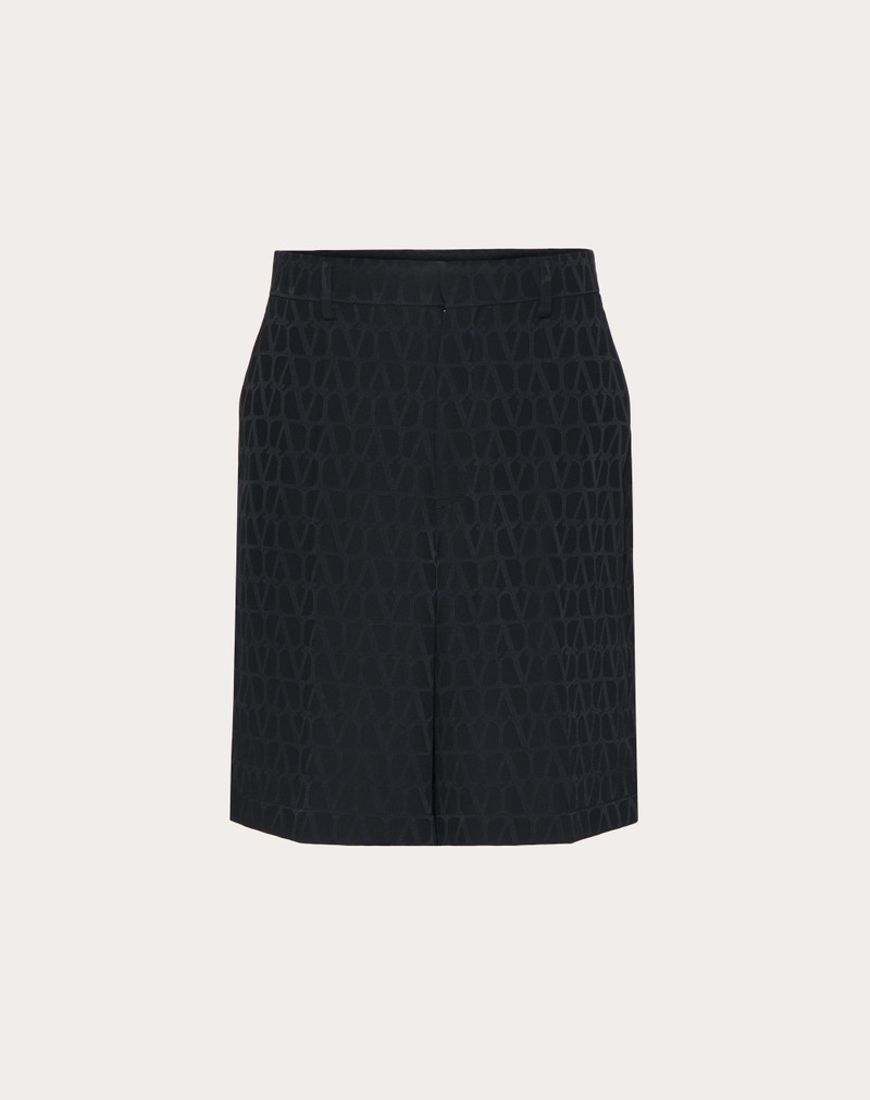 BERMUDA SHORTS IN SILK WITH ALL-OVER TOILE ICONOGRAPHE PATTERN - 1