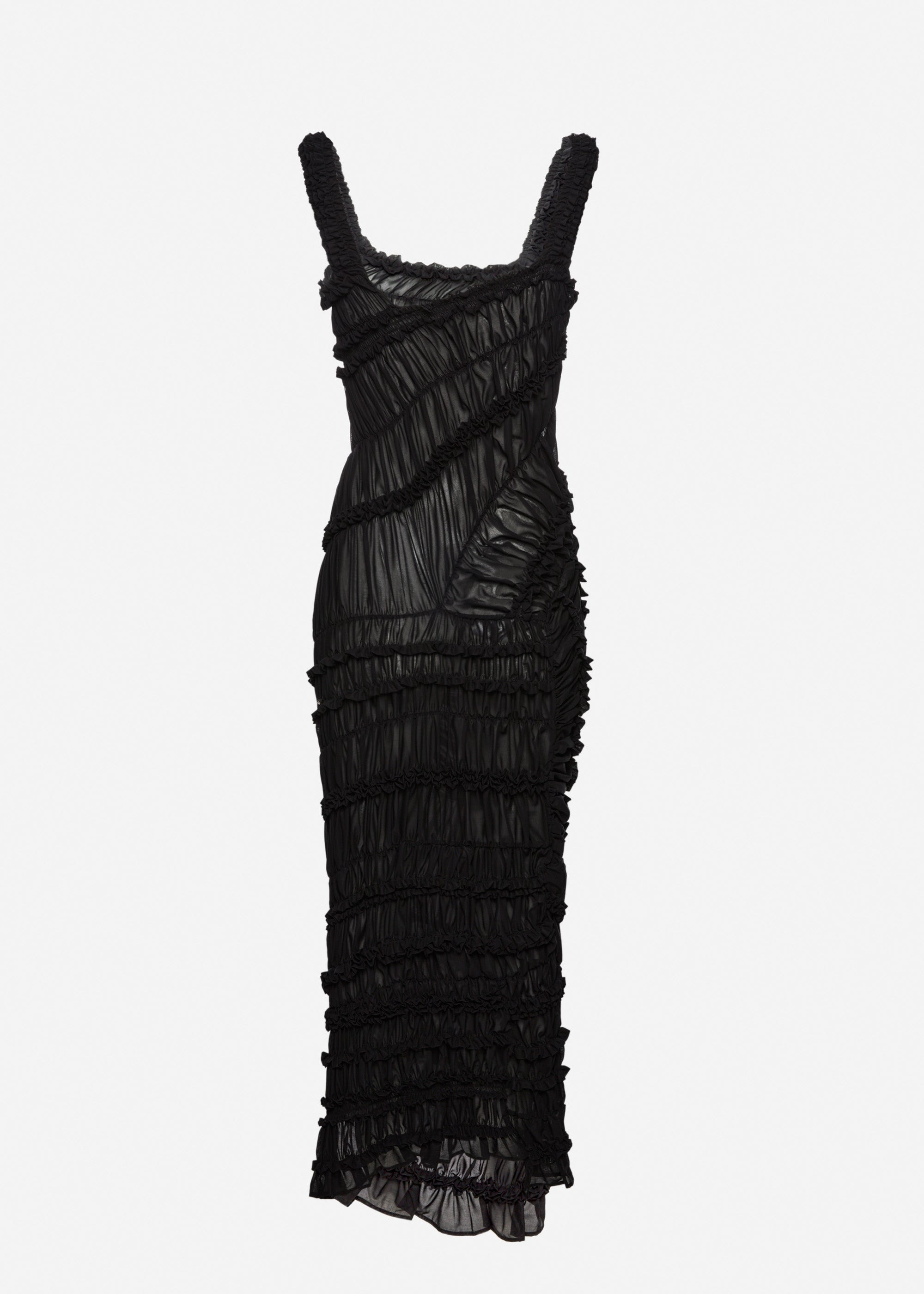 Ruched cotton midi dress in black - 2