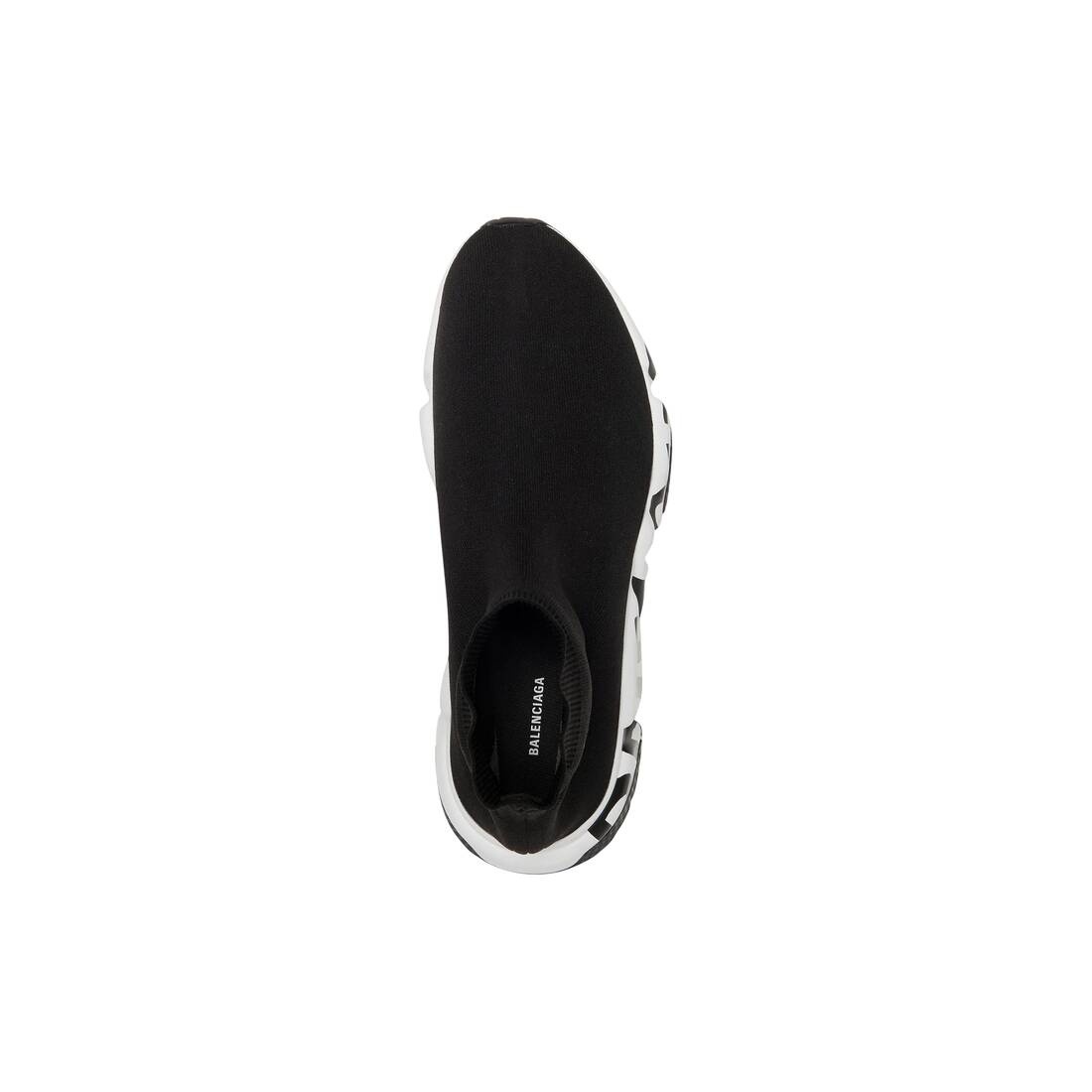 BALENCIAGA Men's Speed Graffiti Sneaker in Black/white | REVERSIBLE