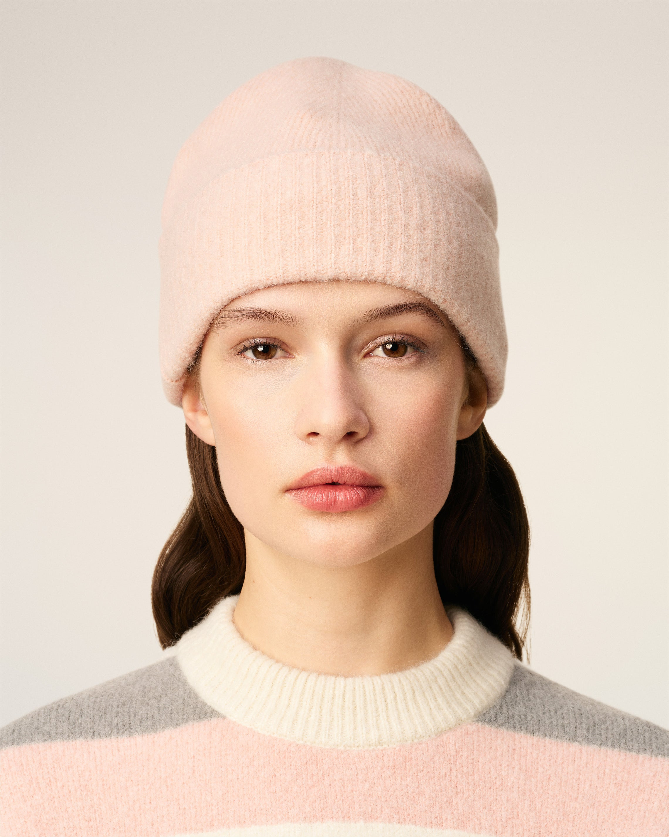 PINK ALPACA STRIPED AMI DE COEUR BEANIE - 2