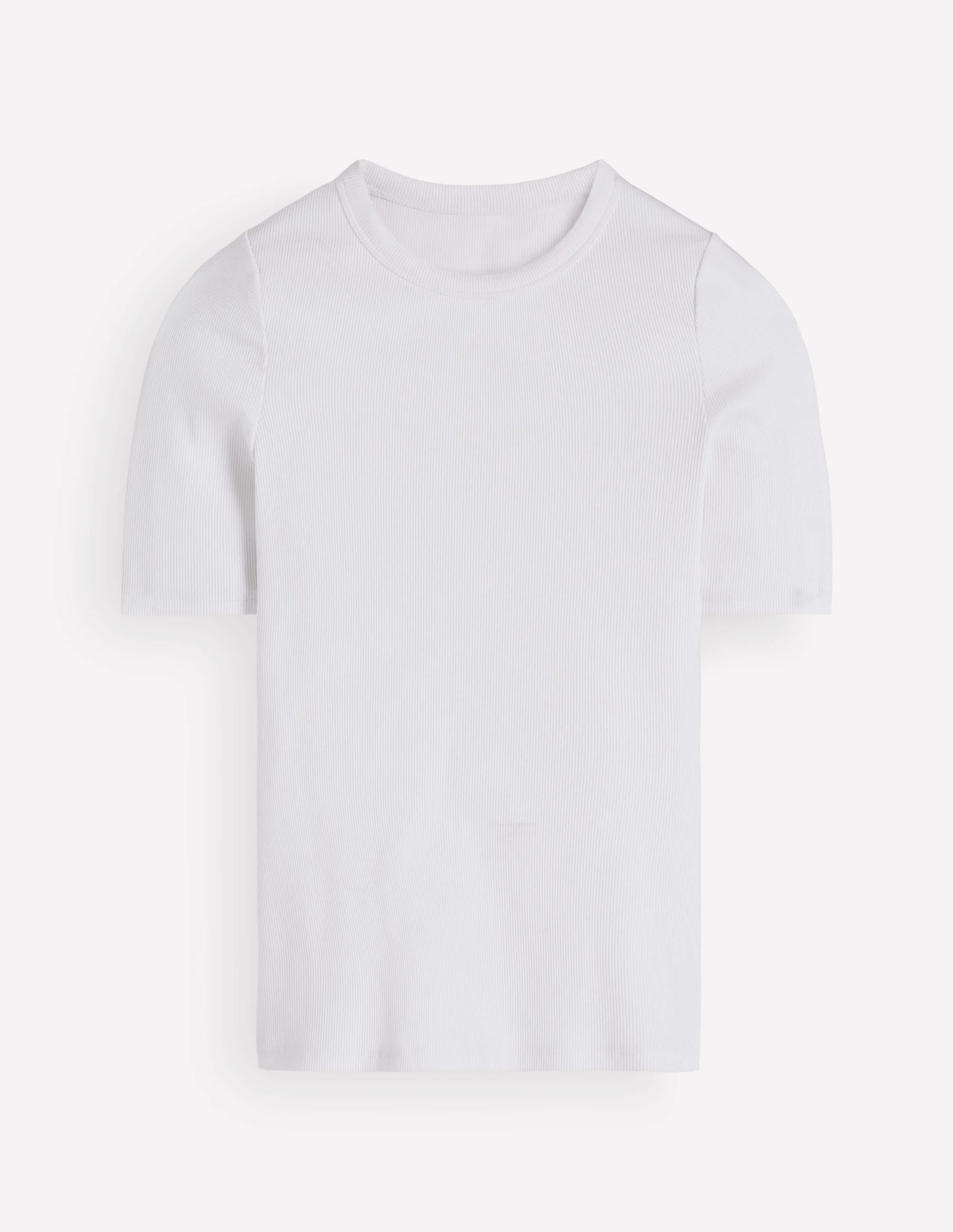 Ribbed Cotton T-Shirt-White - 1