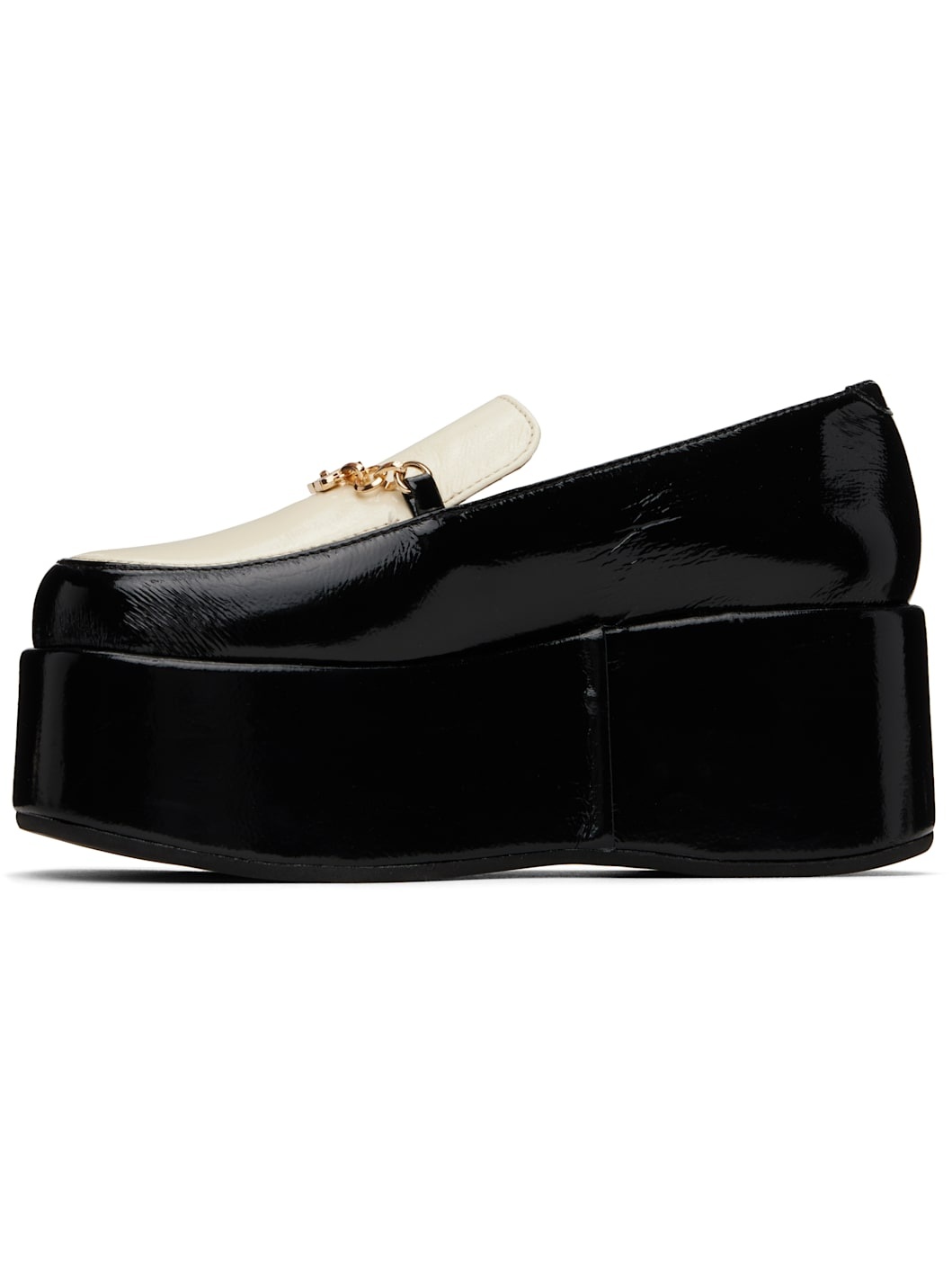 Black & Off-White Butterfly Chain Platform Loafers - 3