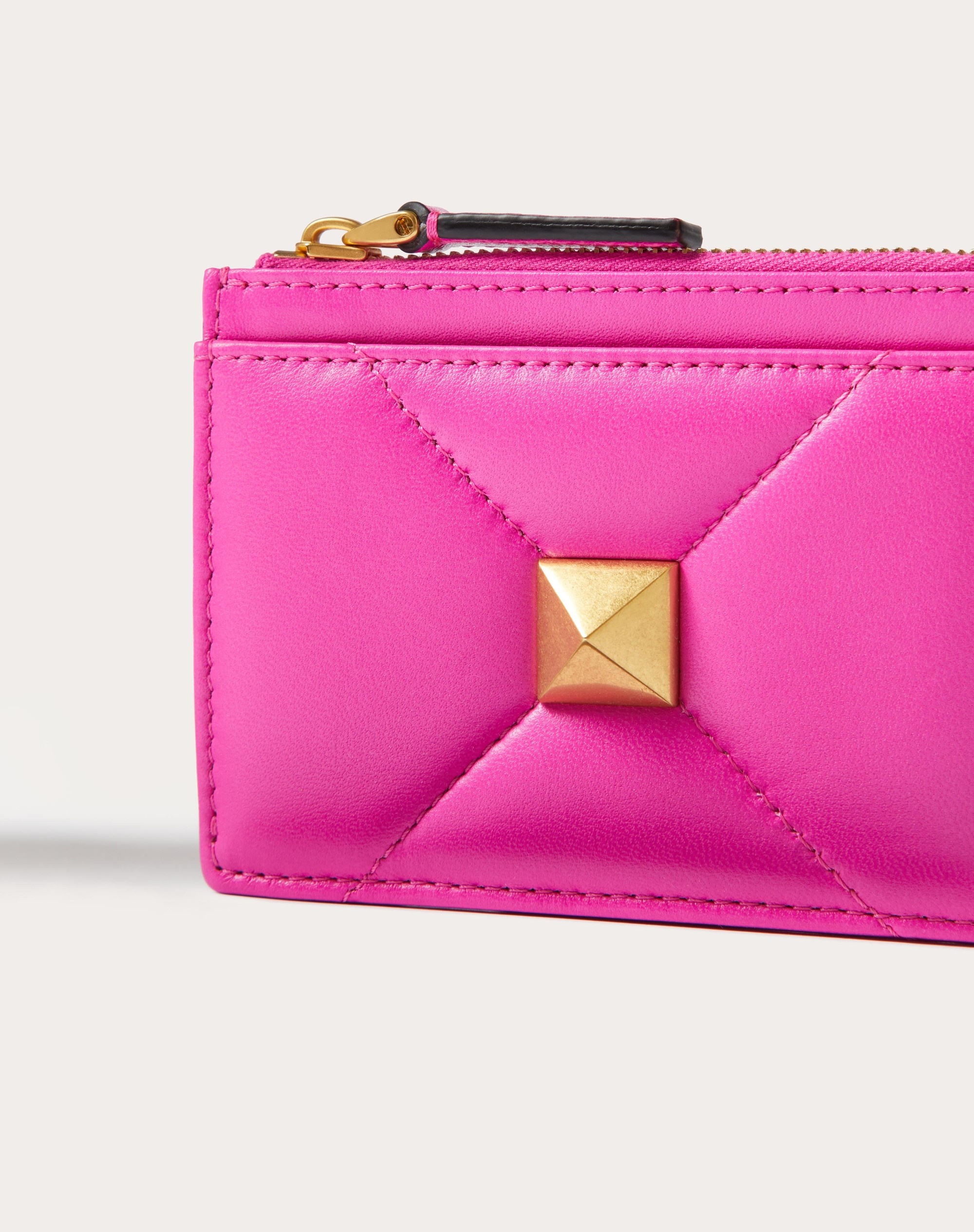 ROMAN STUD NAPPA LEATHER COIN PURSE WITH ZIPPER - 2