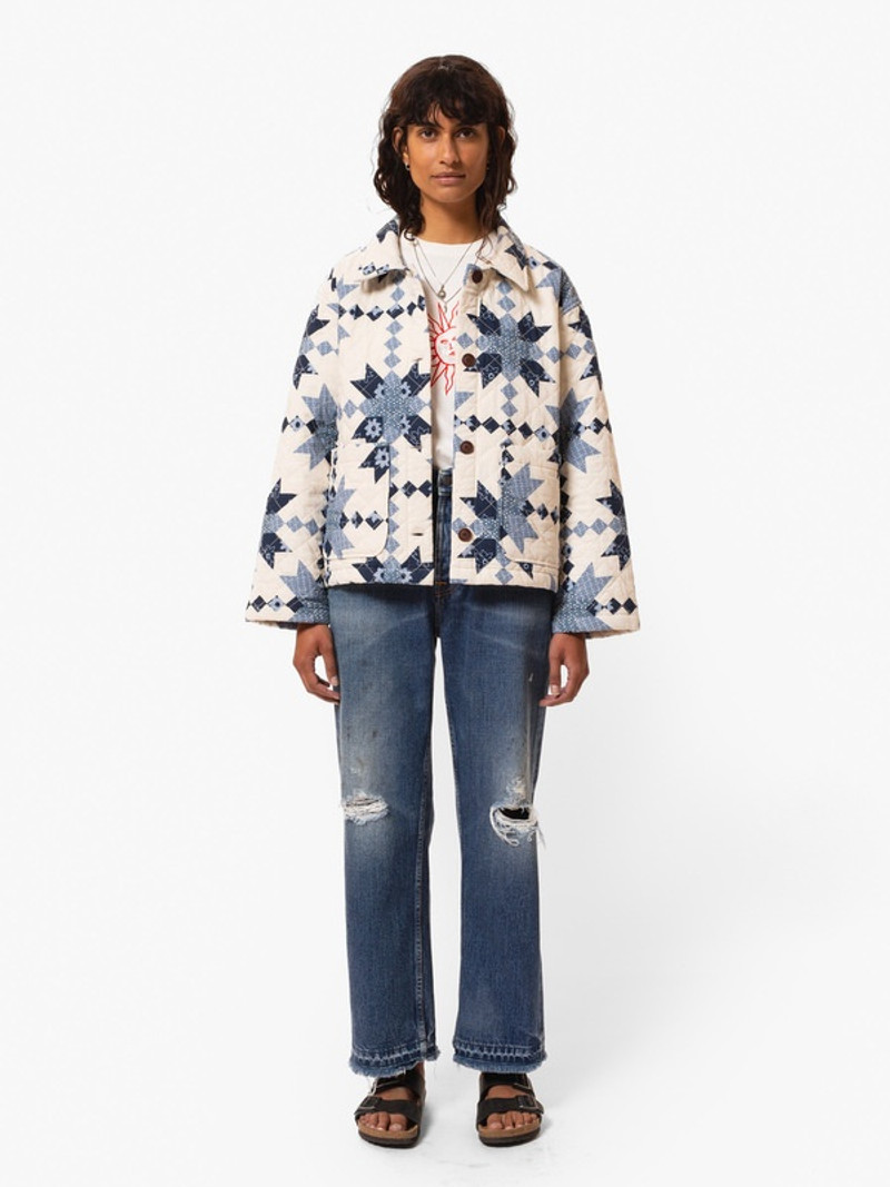 Signe Quilted Cotton Jacket Offwhite/Blue 1