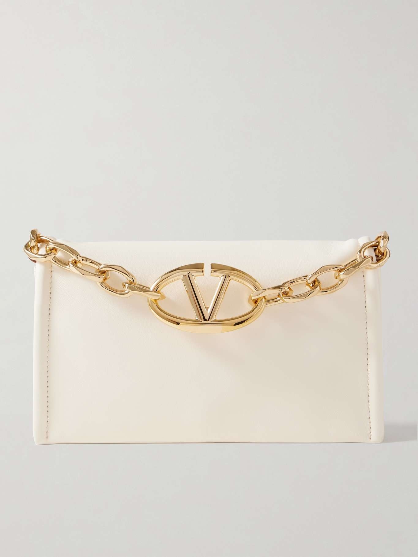 VLOGO Chain embellished leather clutch - 1